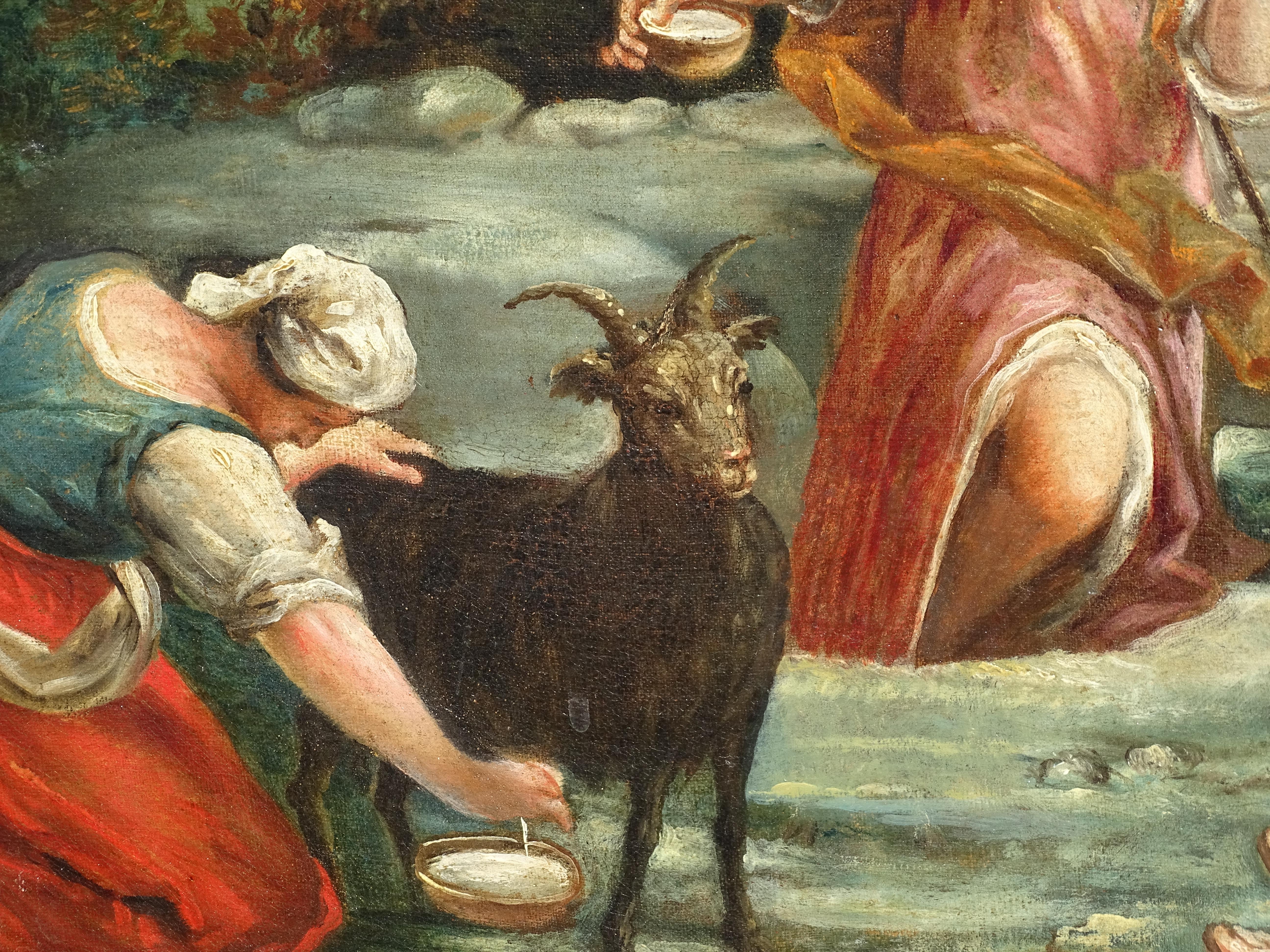 18th Century Rococò Style Italian School Pastoral Scene Oil on Canvas For Sale 2