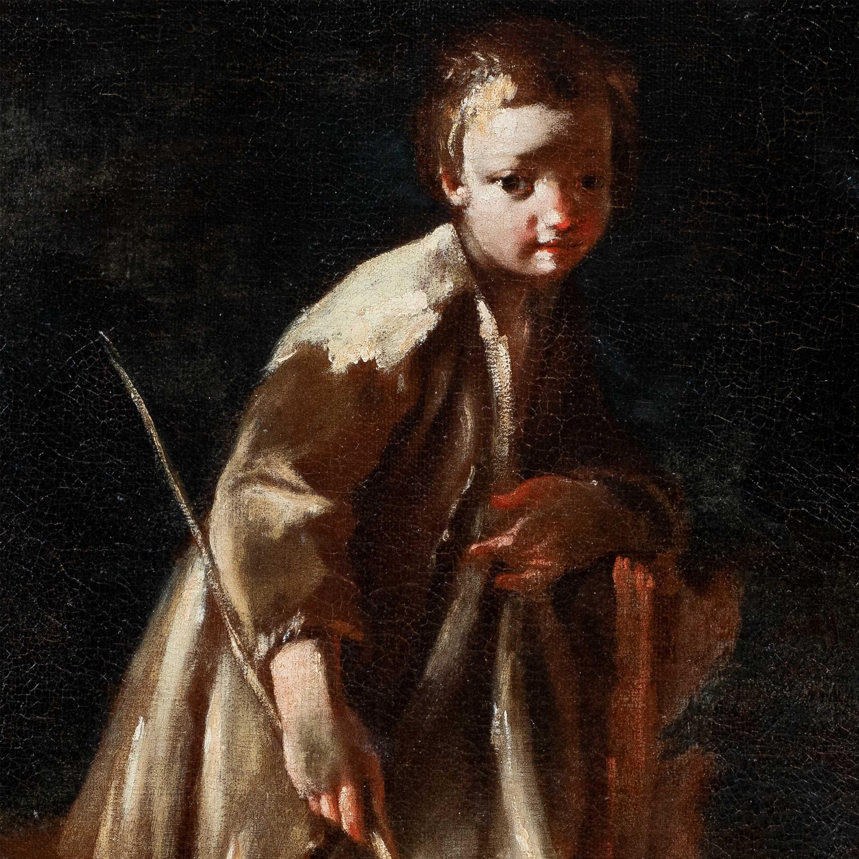 Giuseppe Maria Crespi (maestro boloñés) - Pareja de pinturas de figuras del siglo XVIII - Portrait Painting Black de Giuseppe Maria Crespi, called Lo Spagnuolo