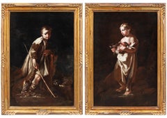 Giuseppe Maria Crespi (maître bolonais) - Paire de peintures de figures du XVIIIe siècle