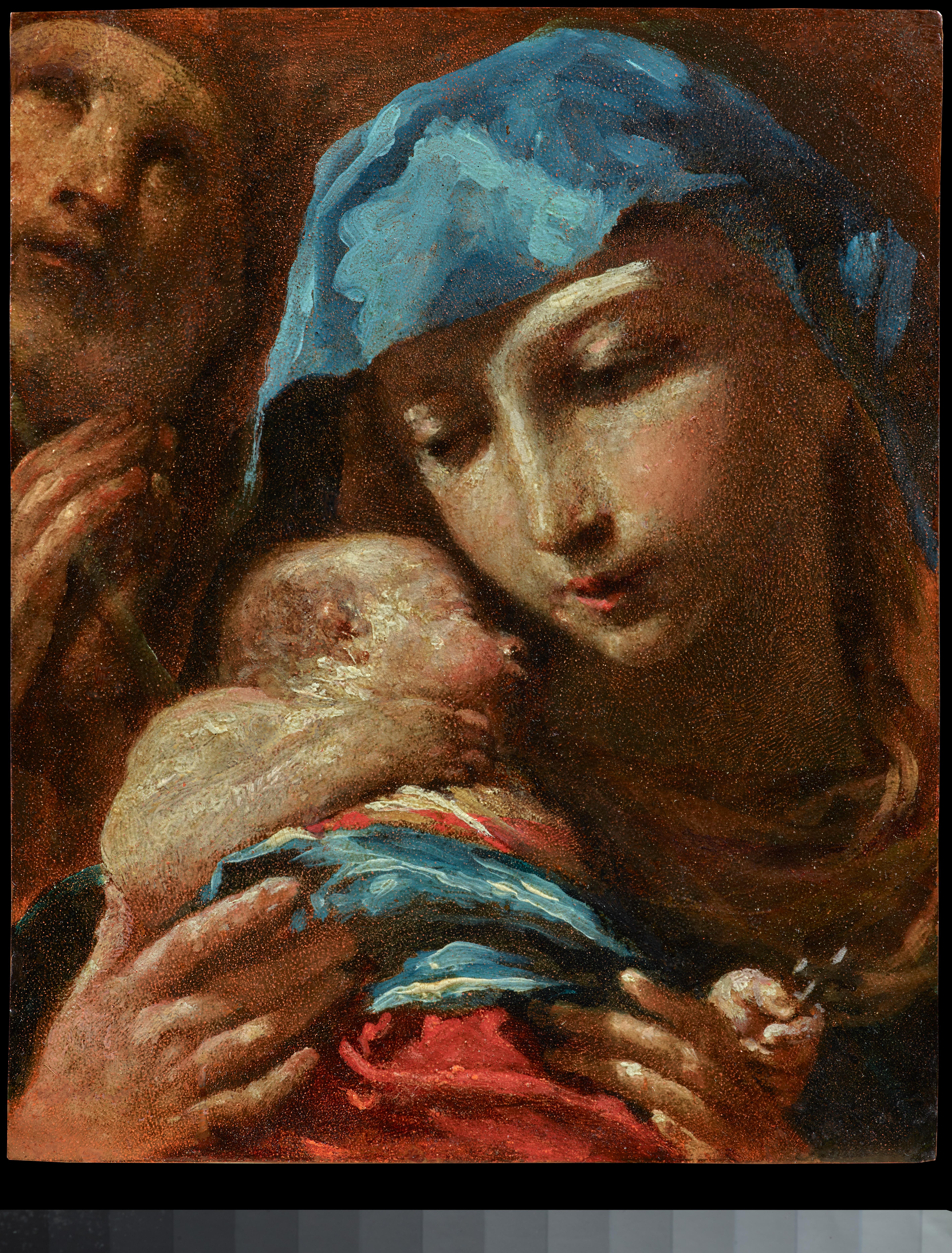 Holy Family, by the bolgonese master.  - Painting by Giuseppe Maria Crespi, called Lo Spagnuolo