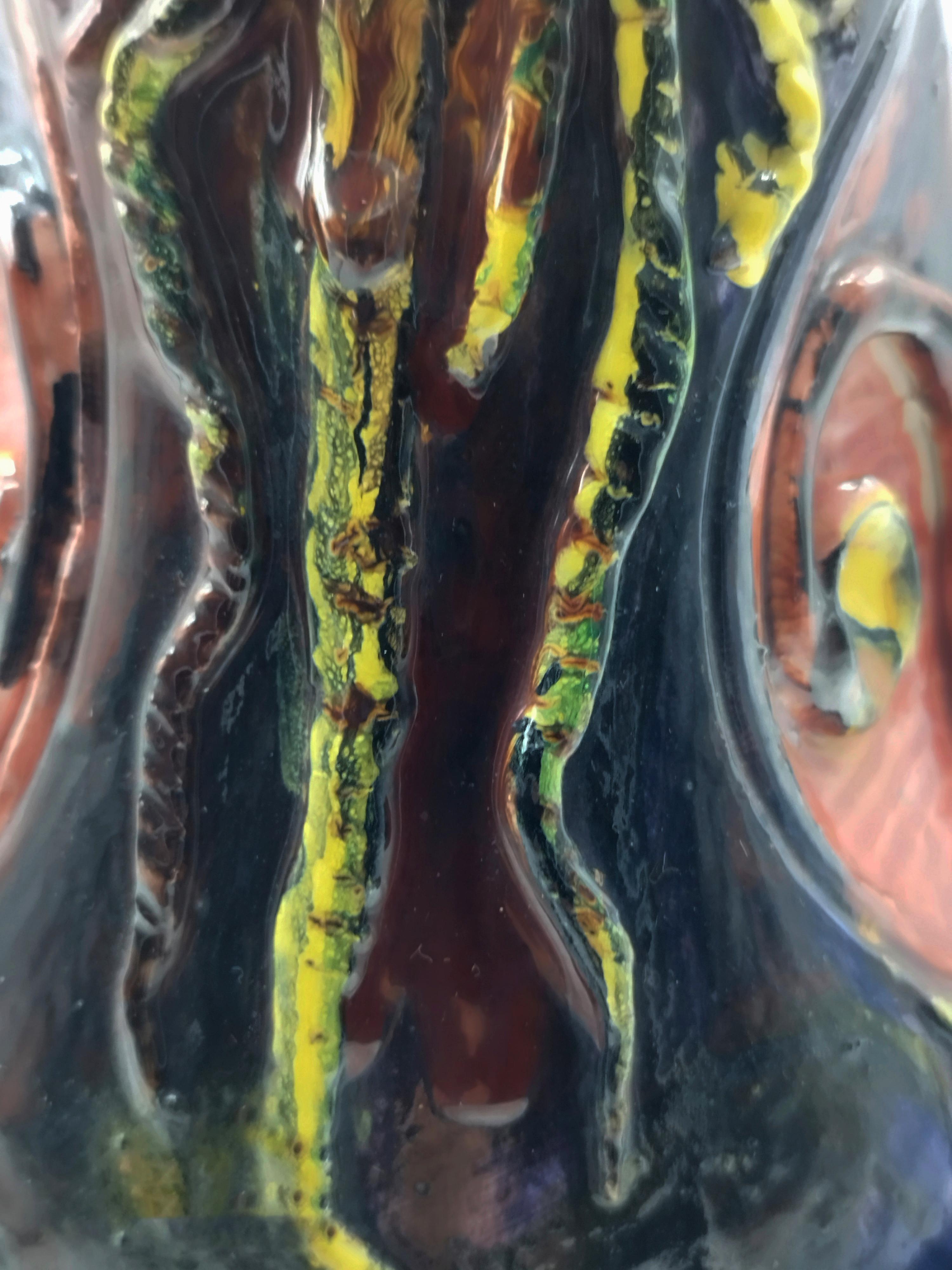 Giuseppe Martinucci per Fama Ascoli Vaso aus Keramik, mehrfarbig, Italien 1970er Jahre im Angebot 3