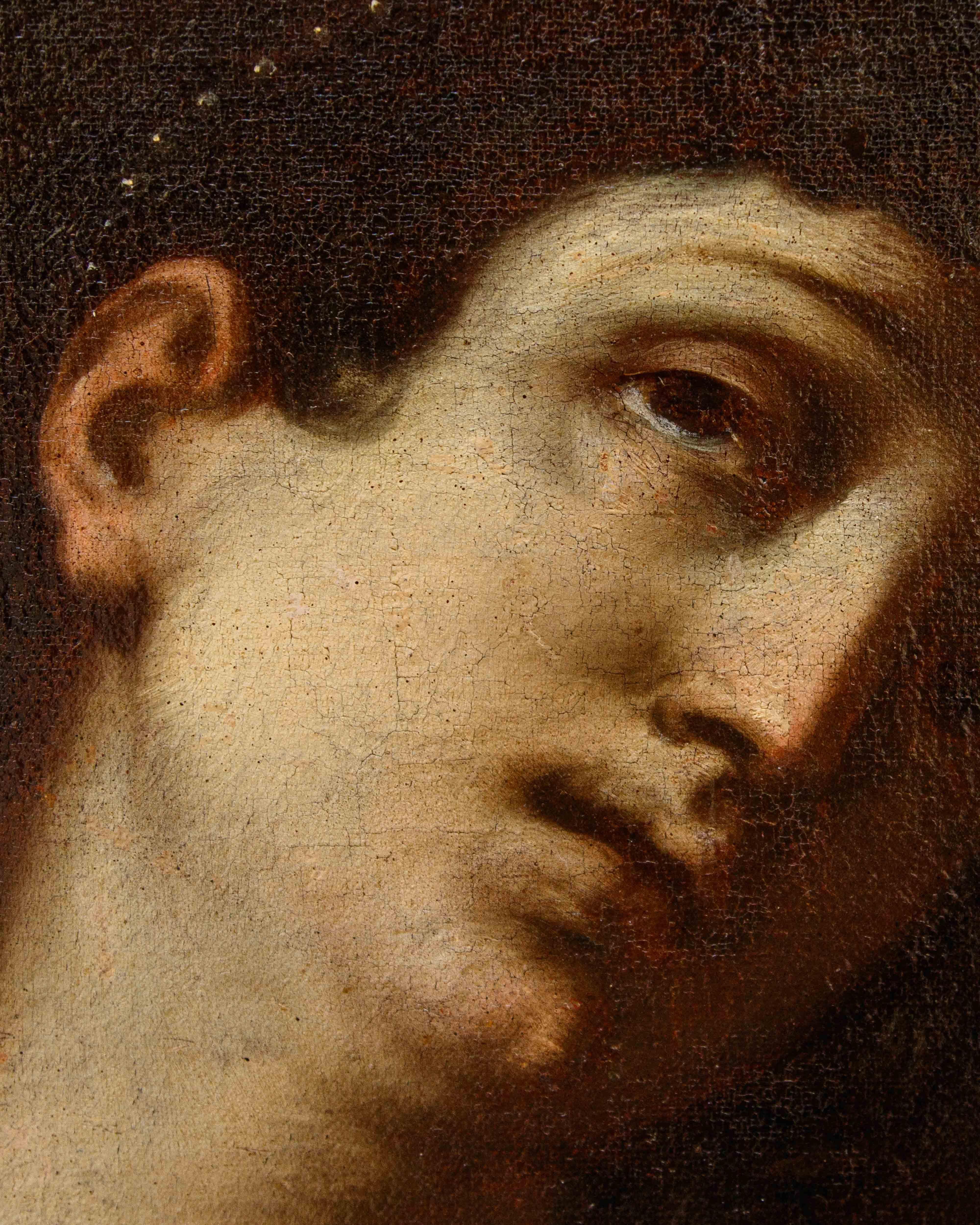 Giuseppe Marullo (Orta di Atella, ca. 1610 - Neapel, 1685)
Selbstmord von Lucrezia
Olio su tela, cm 132 x 94
Mit Gesims, cm 148 x 110
Publiziert in 