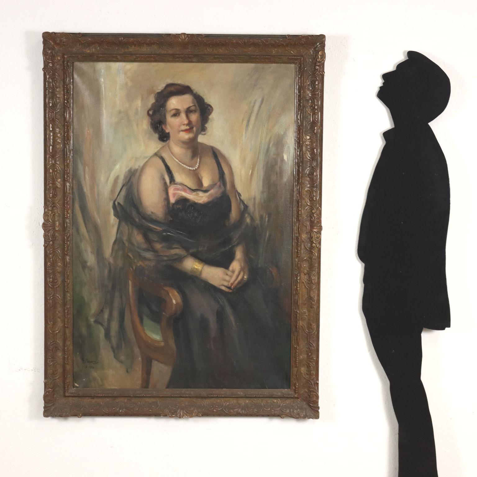 Portrait de femme , 1950 - Painting de Giuseppe Mascarini