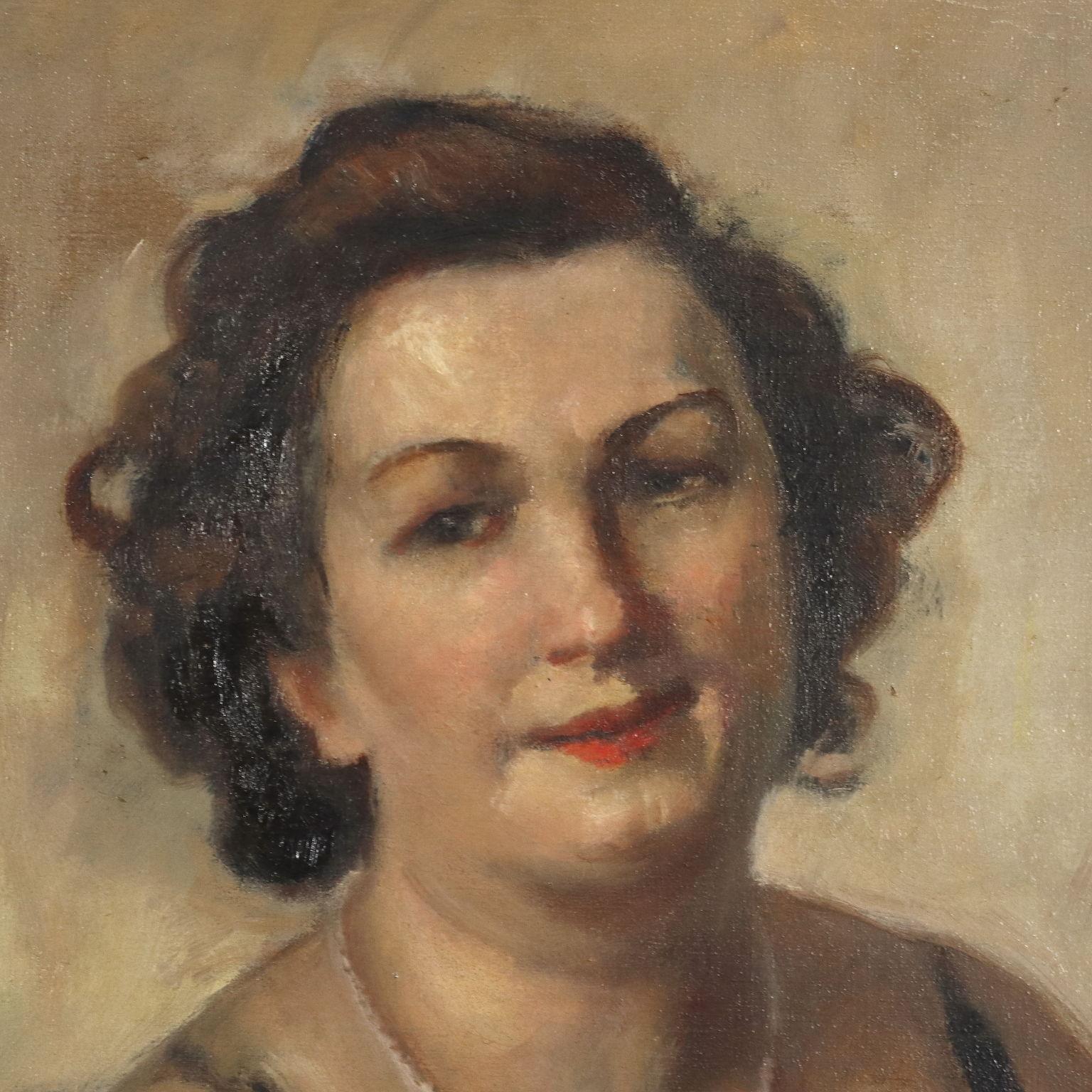 Portrait de femme , 1950 - Autres styles artistiques Painting par Giuseppe Mascarini