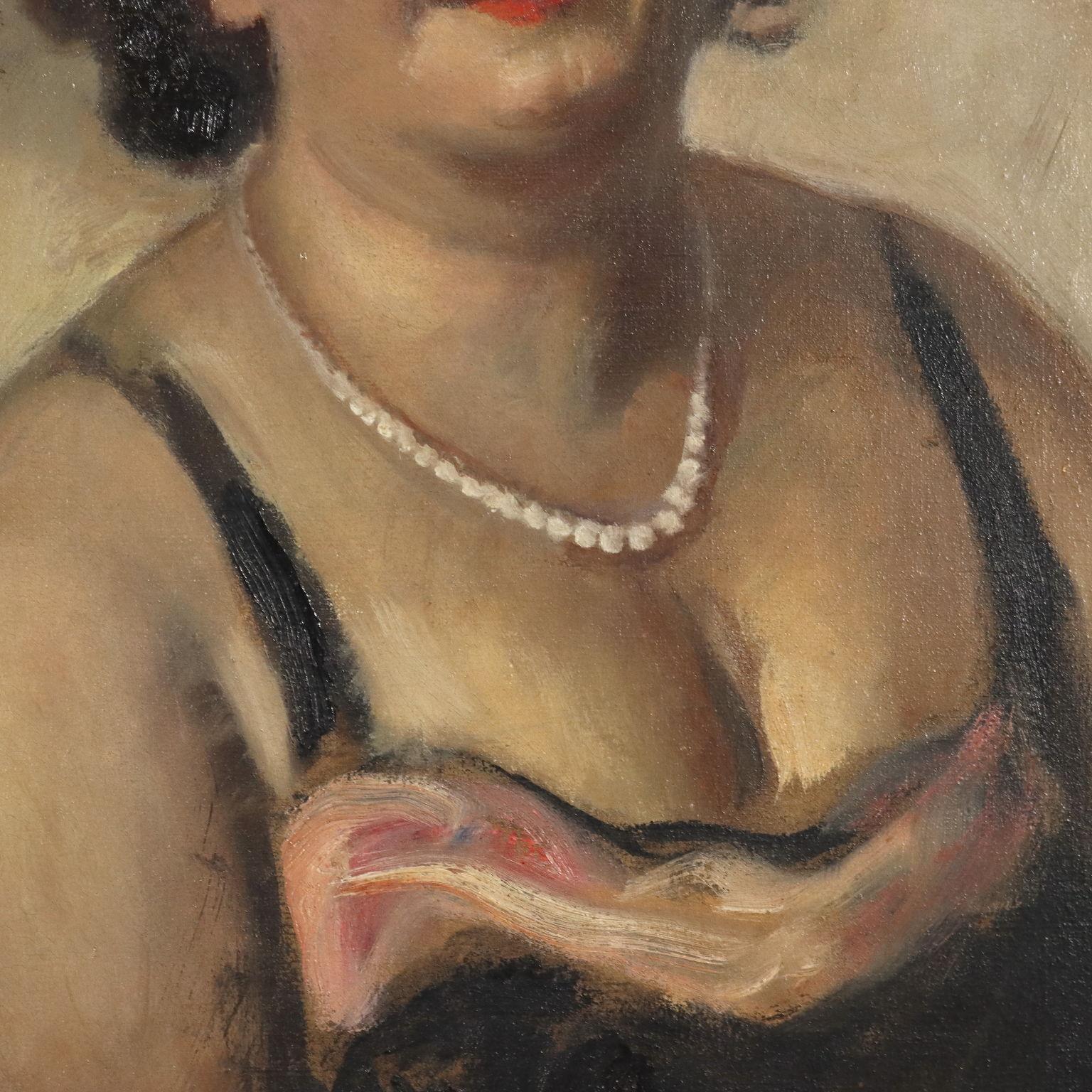 Female portrait , 1950 - Other Art Style Painting by Giuseppe Mascarini