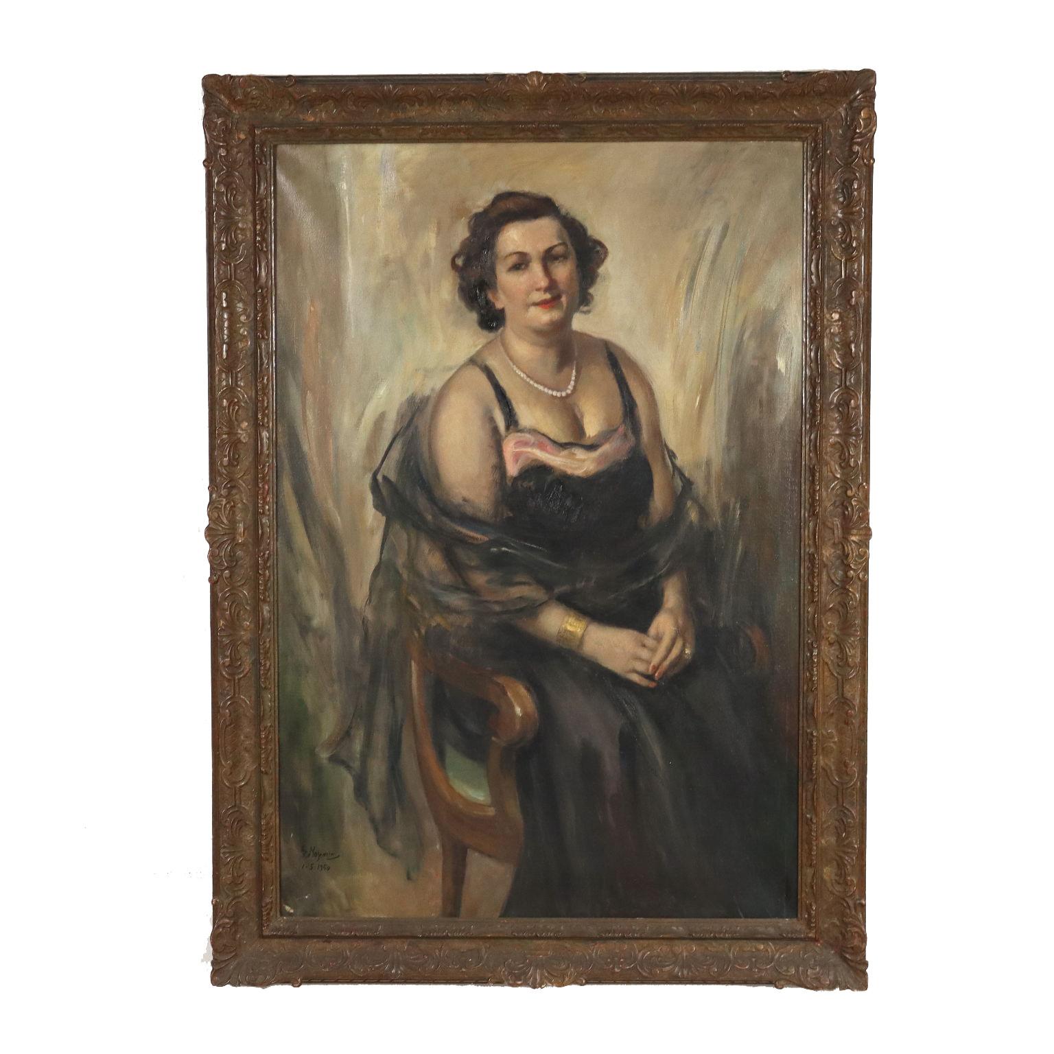 Portrait Painting Giuseppe Mascarini - Portrait de femme , 1950