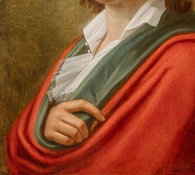 Giuseppe Mazzola Romantic Portrait Figurative Painting Canvas Oil 19th Century For Sale 2
