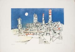 L'usine - Lithographie sur papier de Giuseppe Megna - 1980