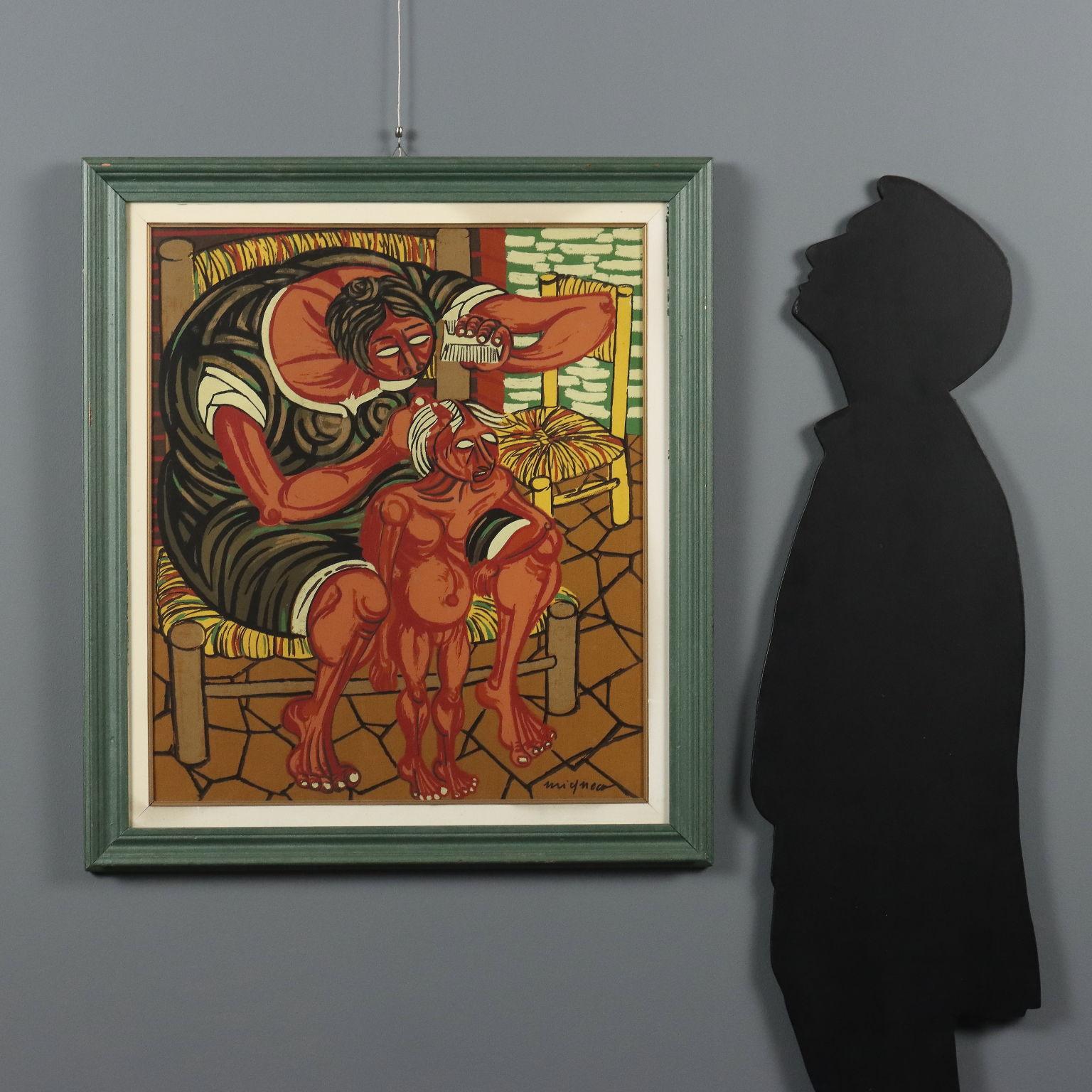 Madre con  Bambino - Painting by Giuseppe Migneco