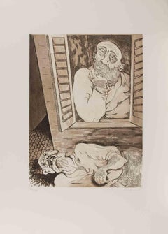 Indifferent Serenity - Etching by Giuseppe Migneco - 1980s