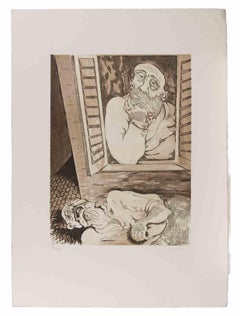 Indifferent Serenity - Etching by Giuseppe Migneco - 1980s