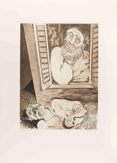 Indifferent Serenity - Etching by Giuseppe Migneco - 1980s