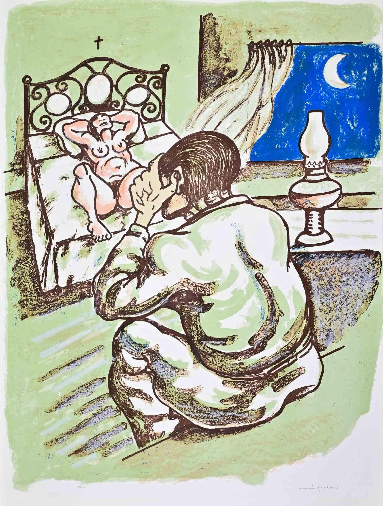 Lithographie von Giuseppe Migneco.

Mit Bleistift handsigniert und nummeriert.

Auflage von 99.

Sehr guter Zustand.