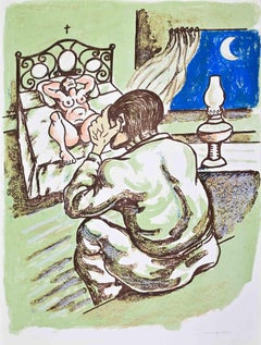 The Desperate - Lithograph by Giuseppe Migneco - 1980s