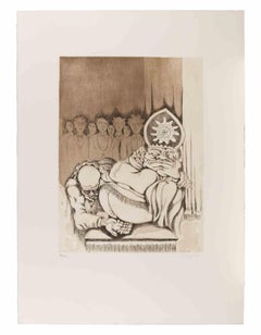 The Pope - Etching by Giuseppe Migneco - 1980s