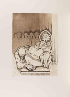 The Pope - Etching by Giuseppe Migneco - 1980s