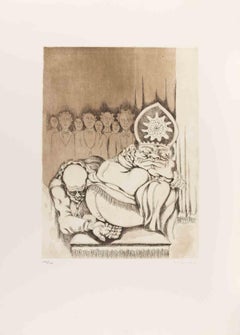 The Pope - Etching by Giuseppe Migneco - 1980s
