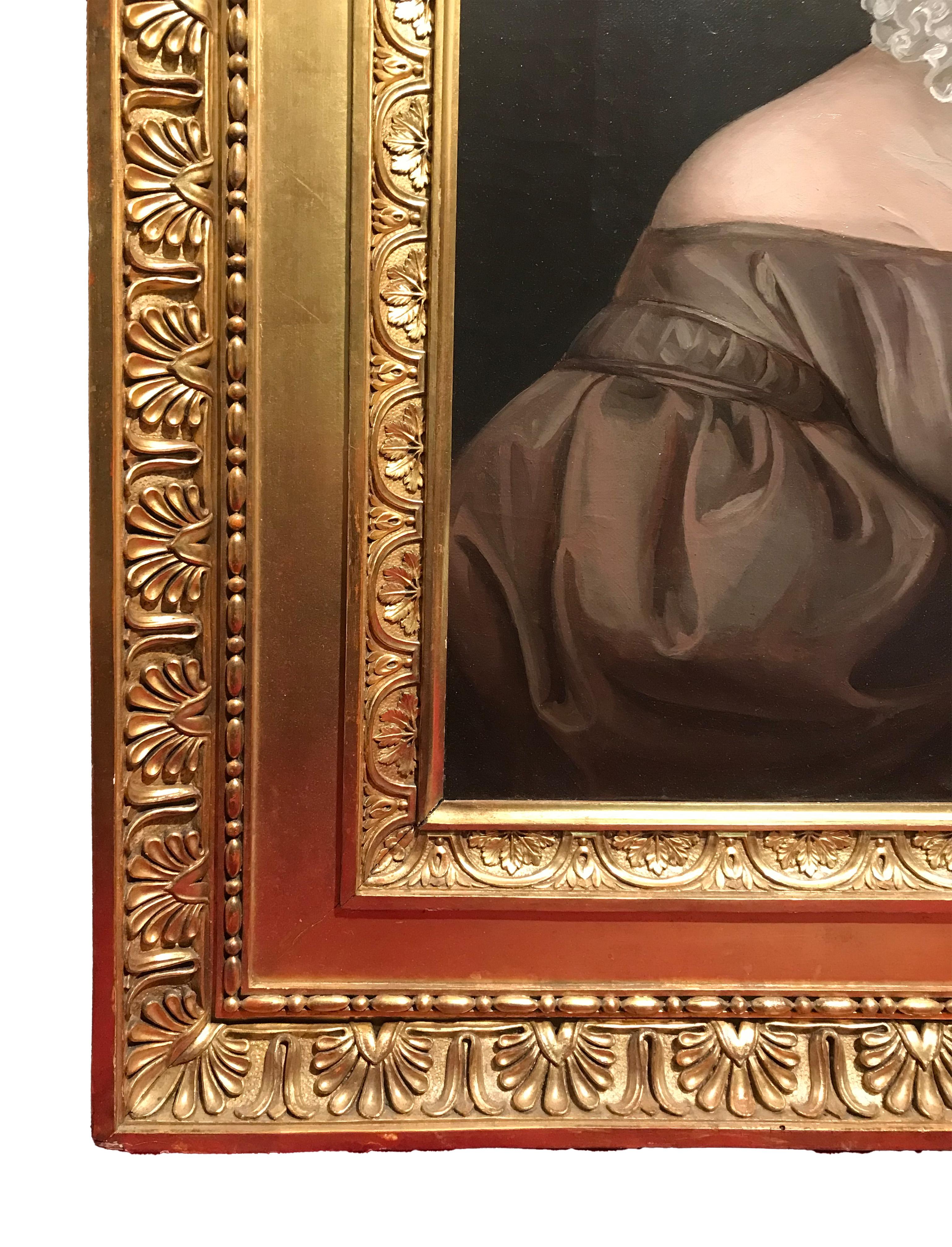 Giuseppe Molteni, Porträt einer Frau, Öl auf Leinwand, 19. Jahrhundert im Angebot 10