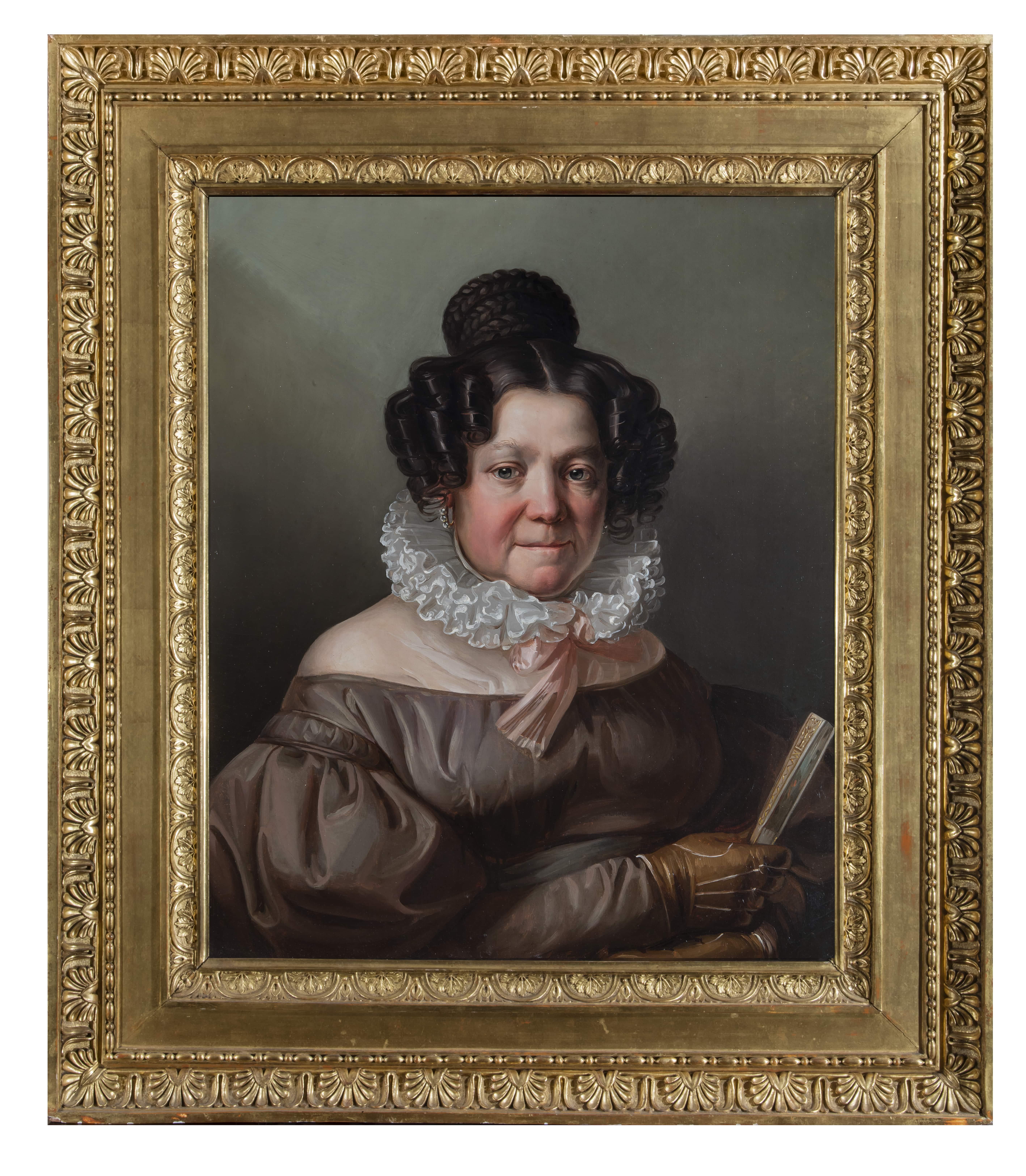 Giuseppe Molteni, Porträt einer Frau, Öl auf Leinwand, 19. Jahrhundert im Angebot 1