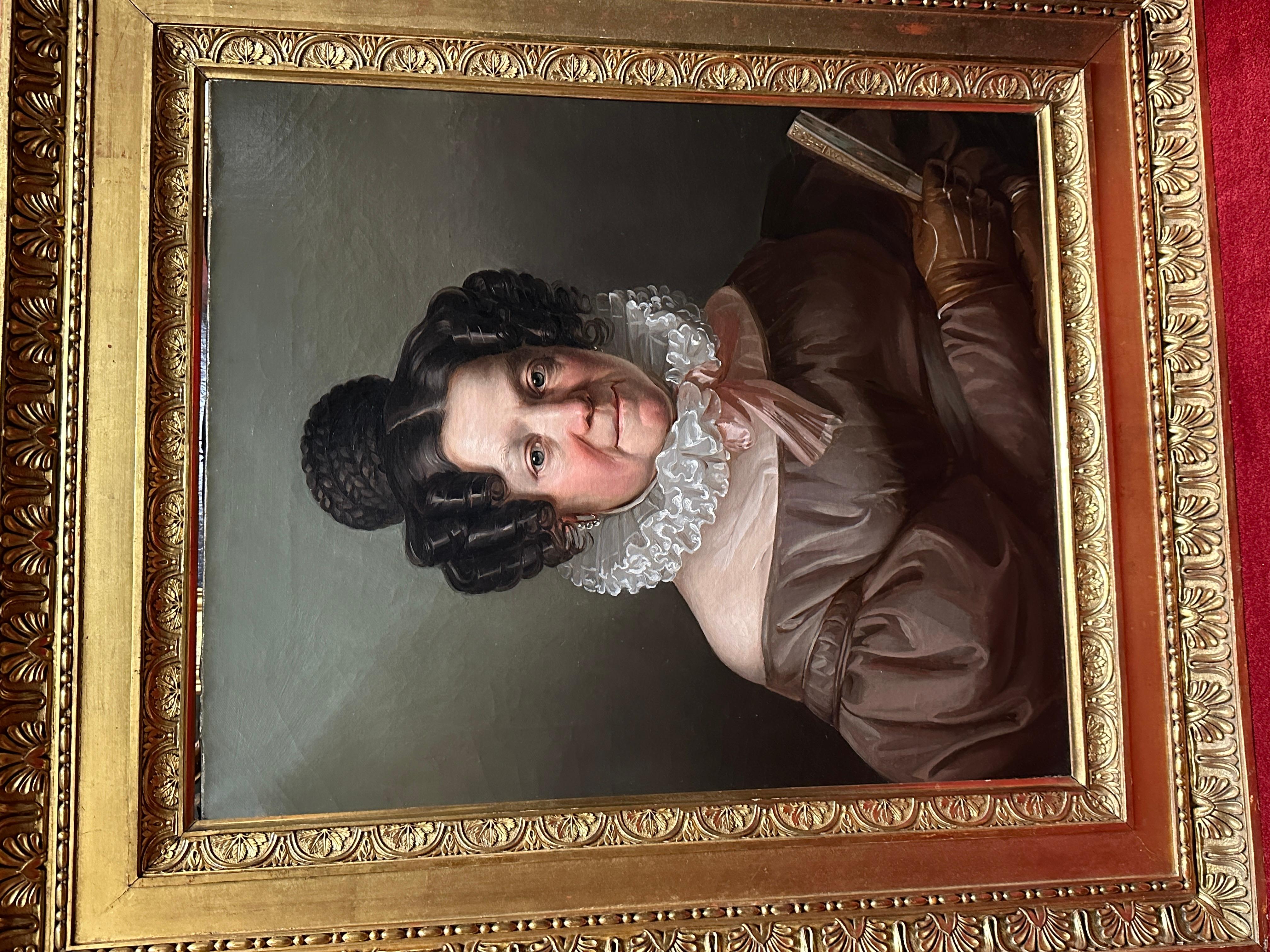19th Century By Giuseppe Molteni Portrait of a Woman Oil on Canvas For Sale 2