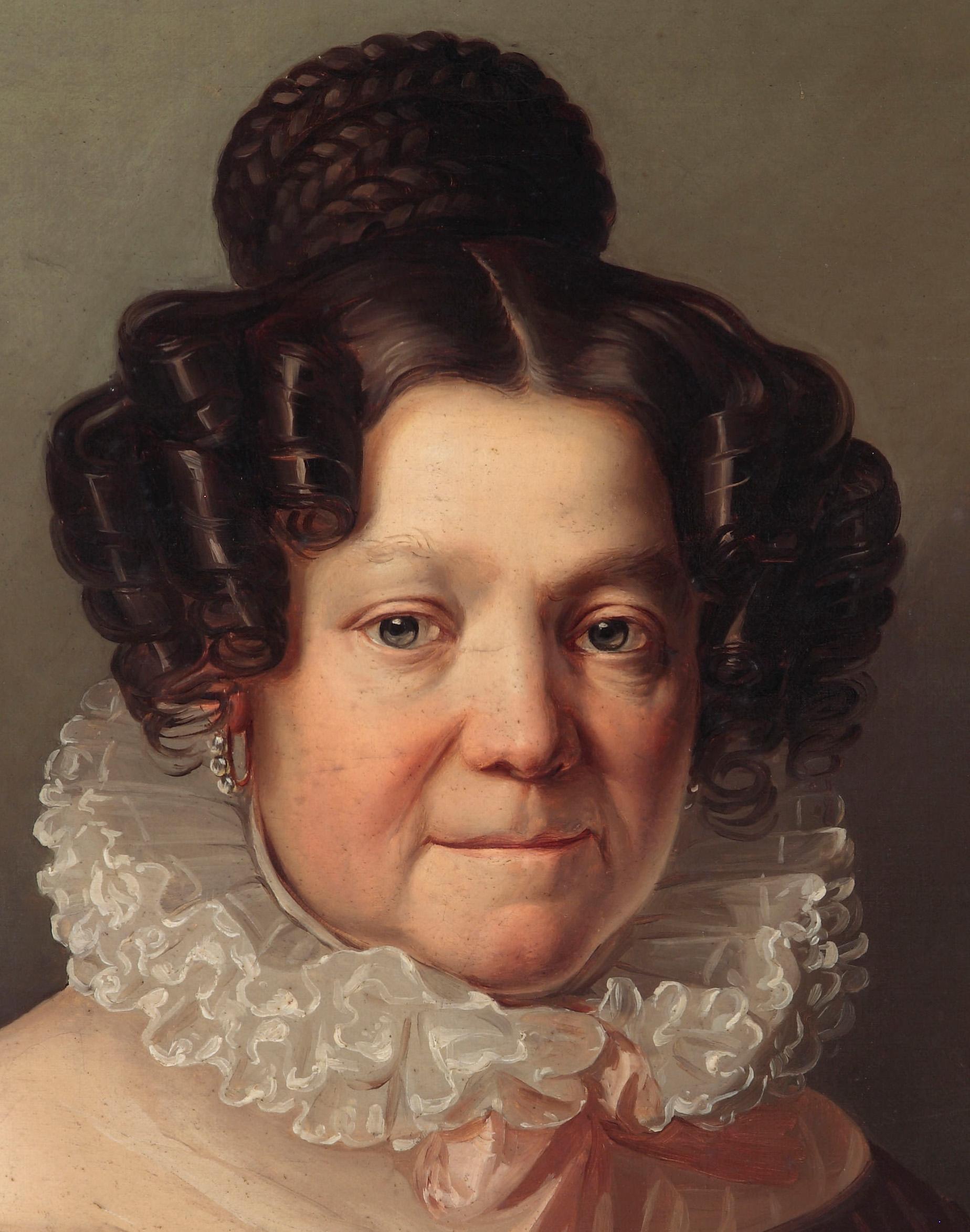 Giuseppe Molteni, Porträt einer Frau, Öl auf Leinwand, 19. Jahrhundert im Angebot 3