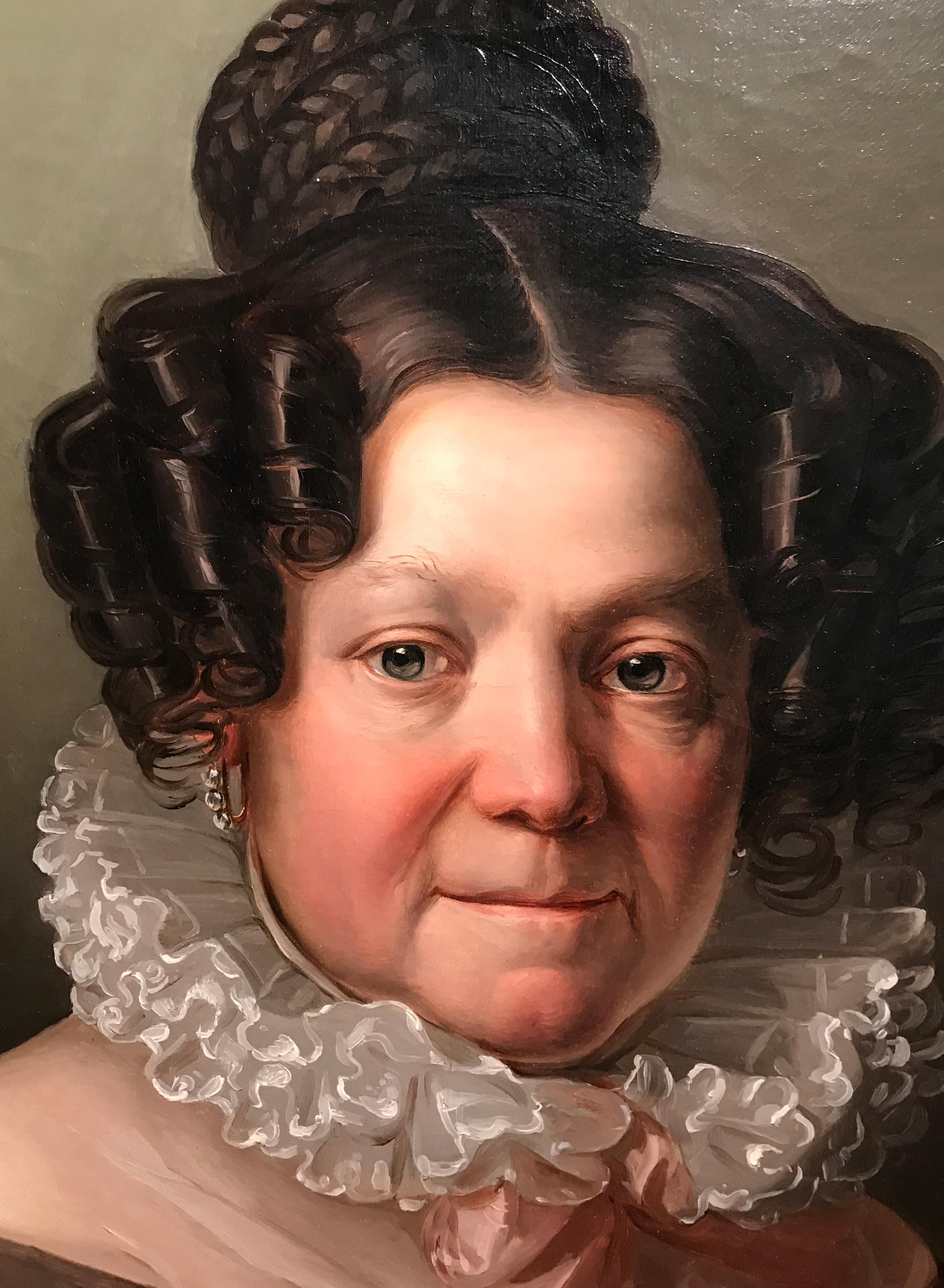 Giuseppe Molteni, Porträt einer Frau, Öl auf Leinwand, 19. Jahrhundert im Angebot 5