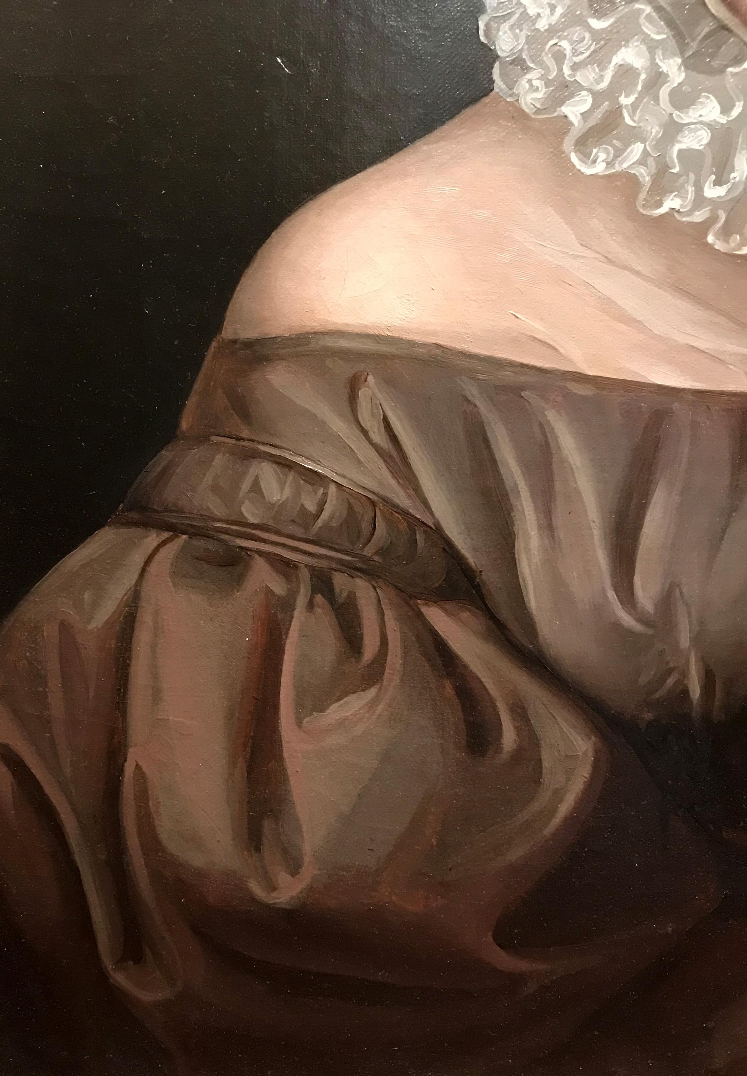 Giuseppe Molteni, Porträt einer Frau, Öl auf Leinwand, 19. Jahrhundert im Angebot 7