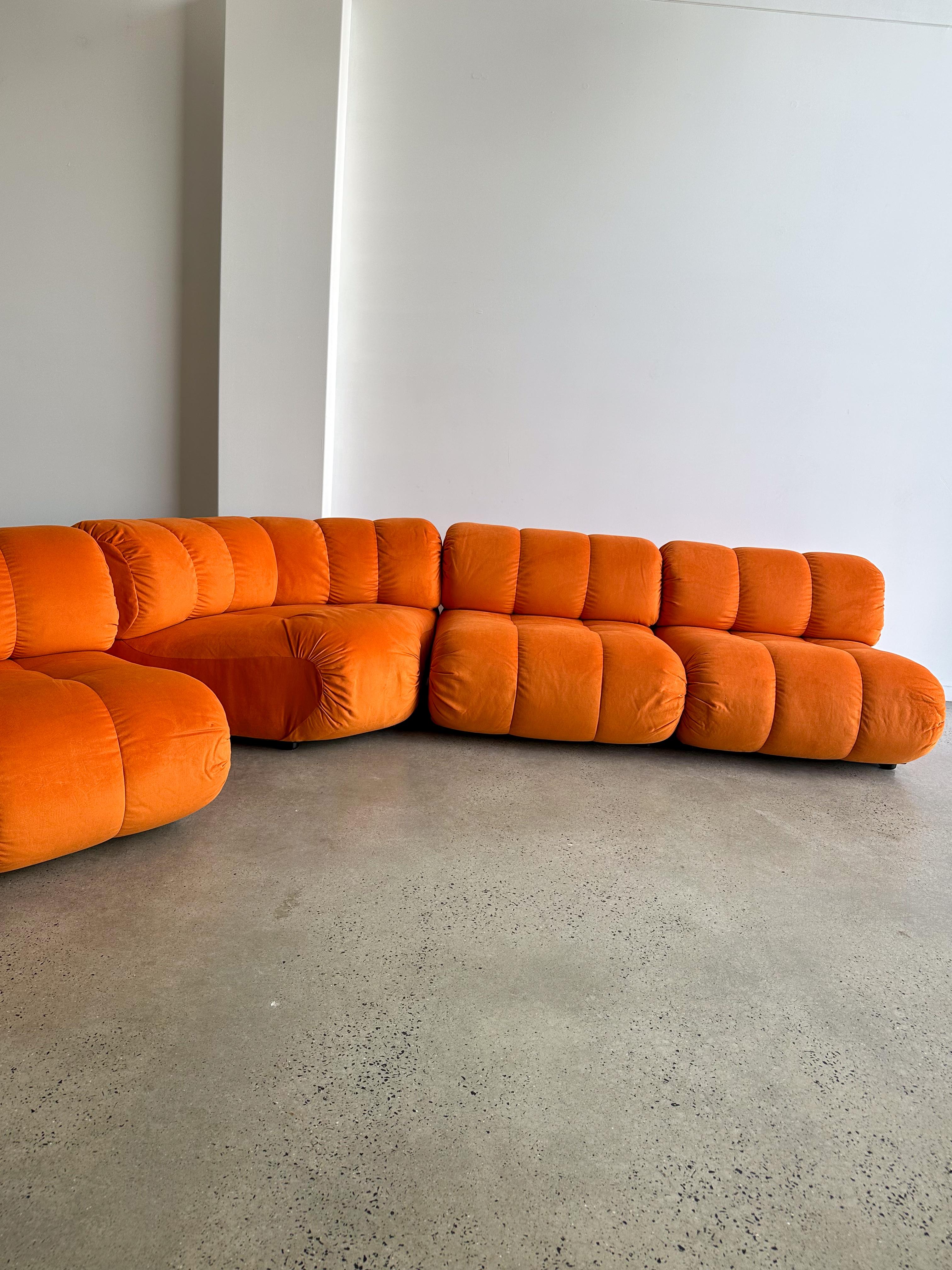 Italian Giuseppe Munari for Poltronova Set of Four Modular Orange Sofa 1970s For Sale