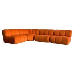 Giuseppe Munari for Poltronova Set of Four Modular Orange Sofa 1970s