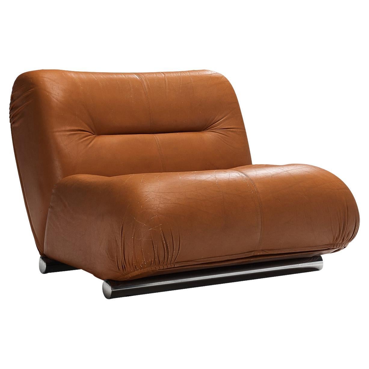 Giuseppe Munari Lounge Chair in Cognac Leather  For Sale