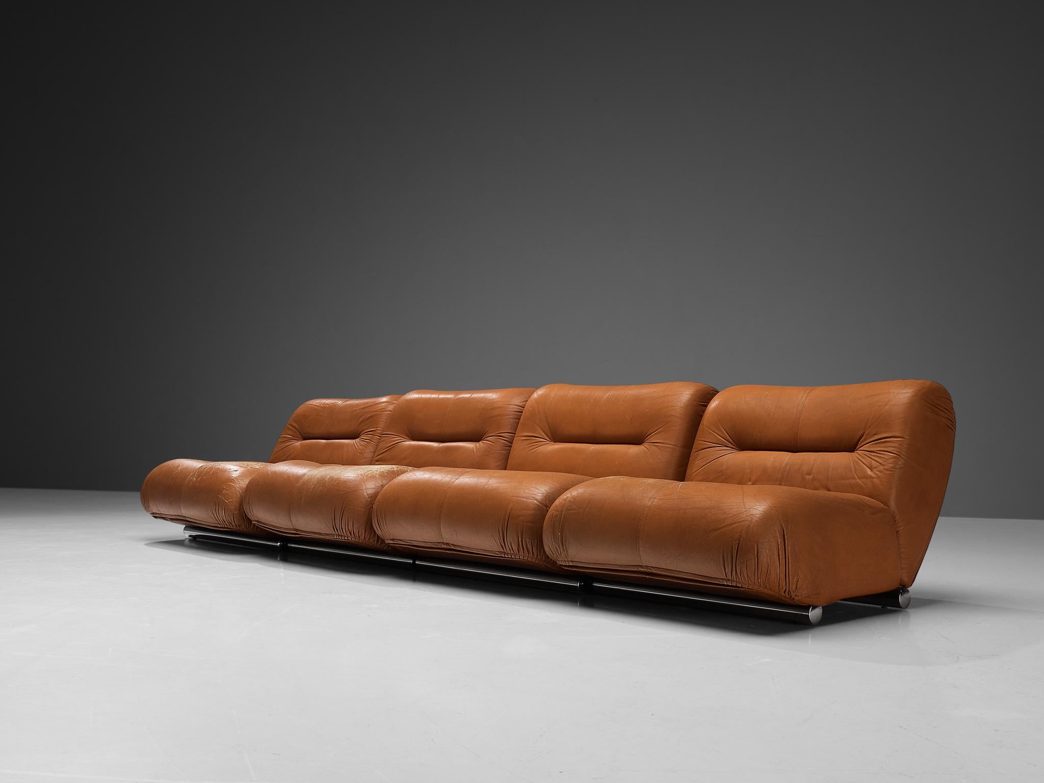 Giuseppe Munari Sectional Sofa in Cognac Leather 2