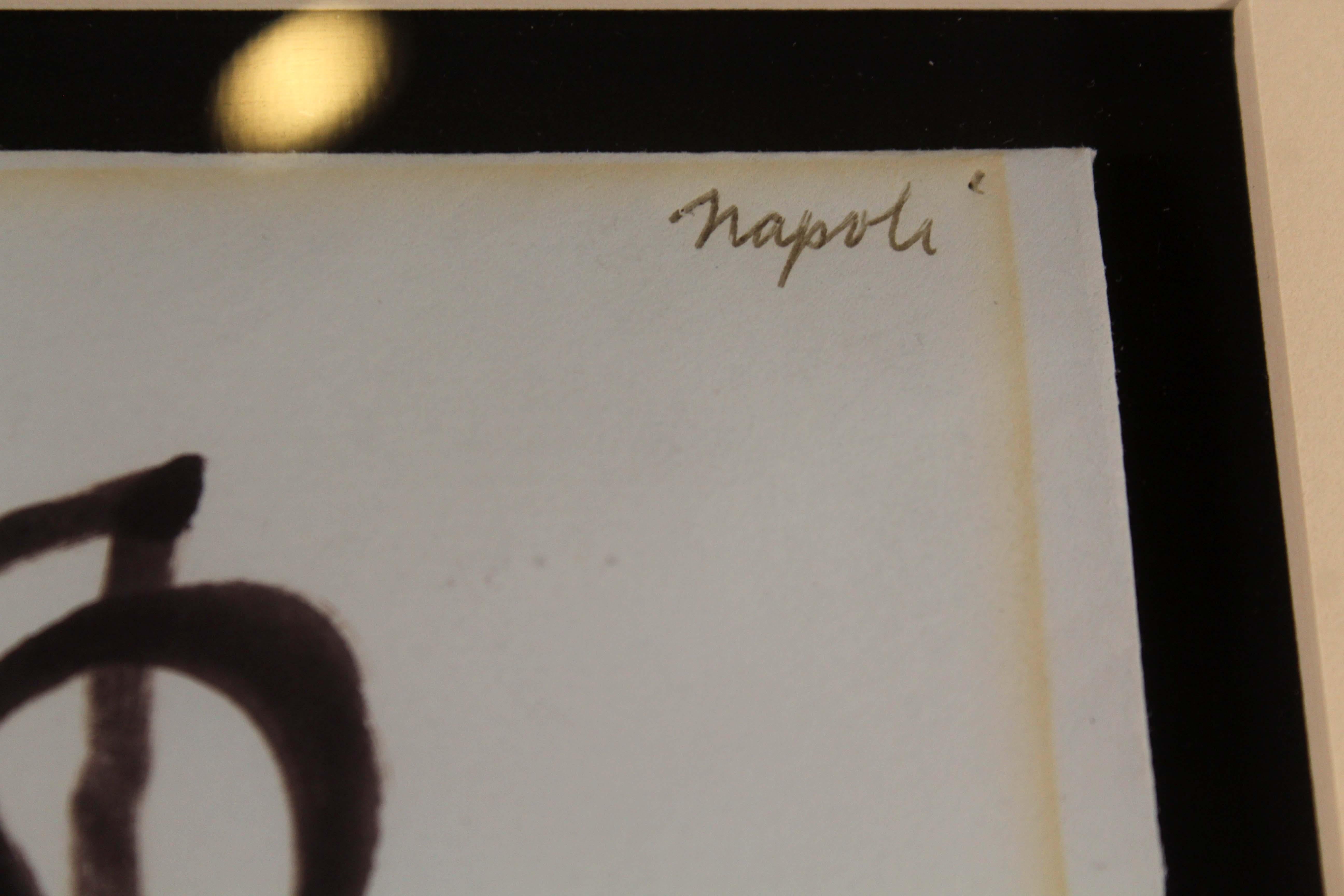 Giuseppe Rispoli Signature Giuseppe Napoli Abstract Mid-Century Modern Signed 1964 Ink Drawing ...