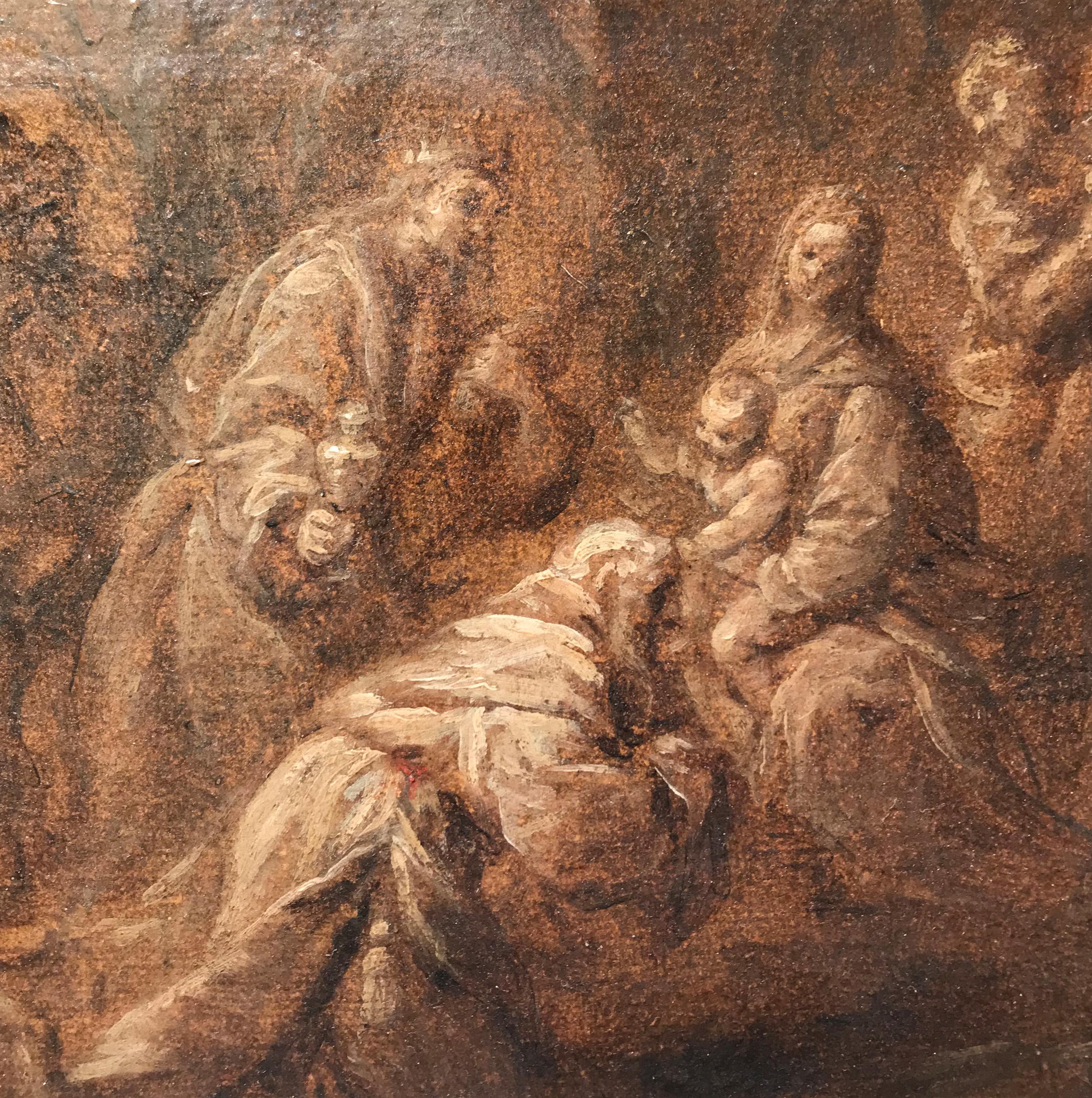 XVII secolo di Giuseppe Nuvolone Adorazione dei Magi Olio su carta e tela in vendita 6
