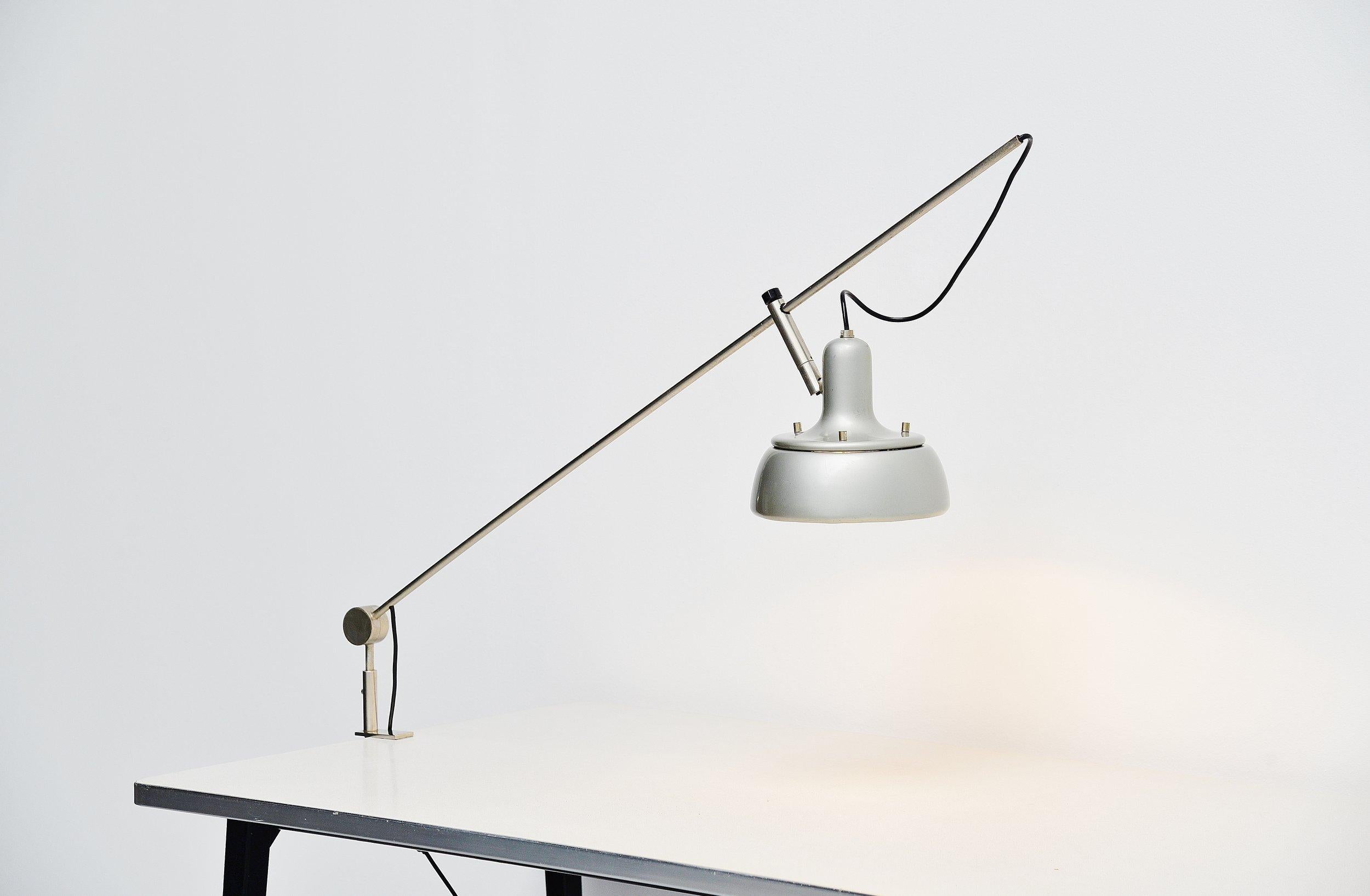 Plated Giuseppe Ostuni 292-R Desk Clamp Lamp Italy 1950 For Sale