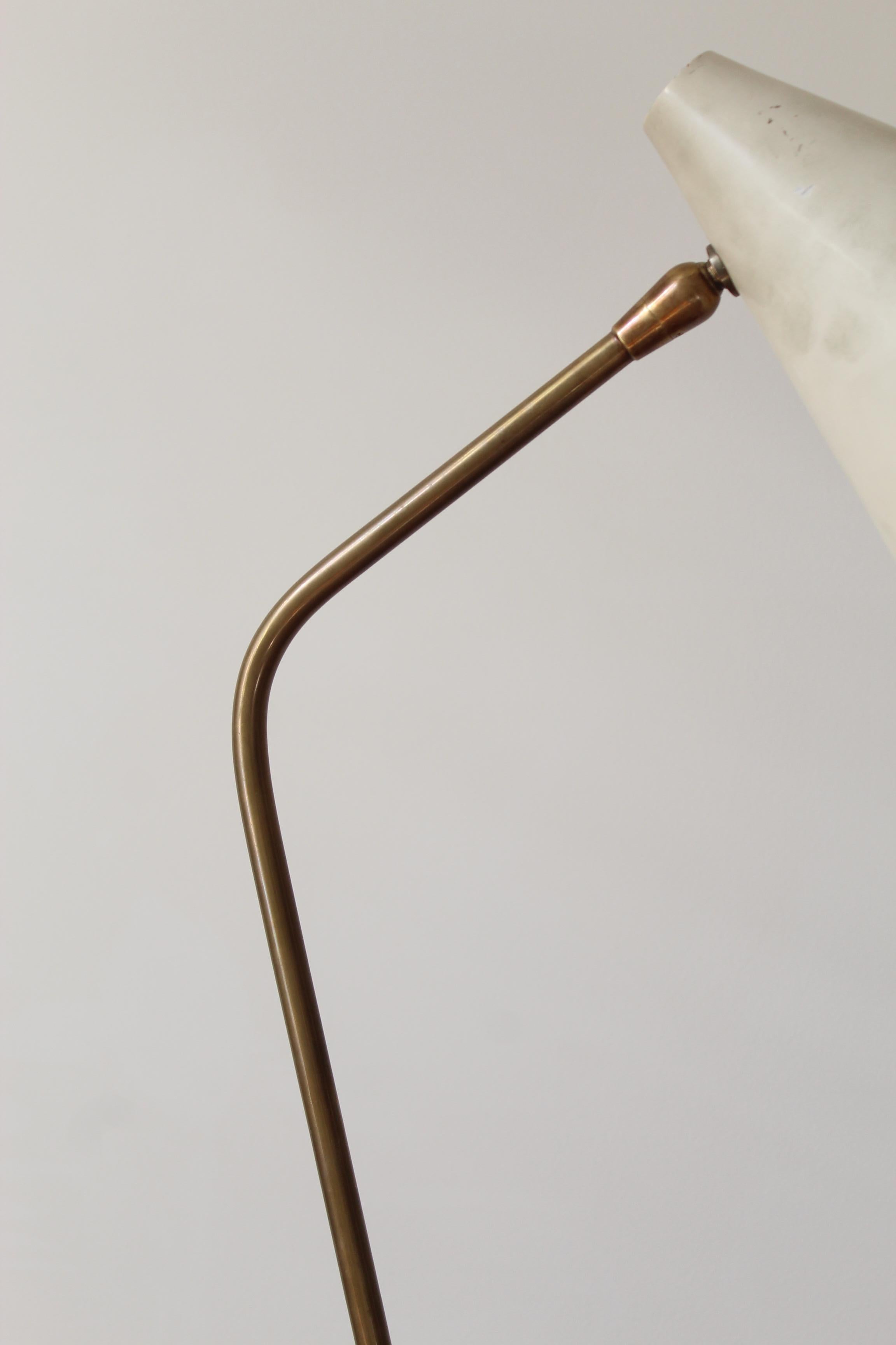 Giuseppe Ostuni, Adjustable Floor Lamp, Brass, Metal, Marble, Italy, 1950s In Good Condition For Sale In High Point, NC