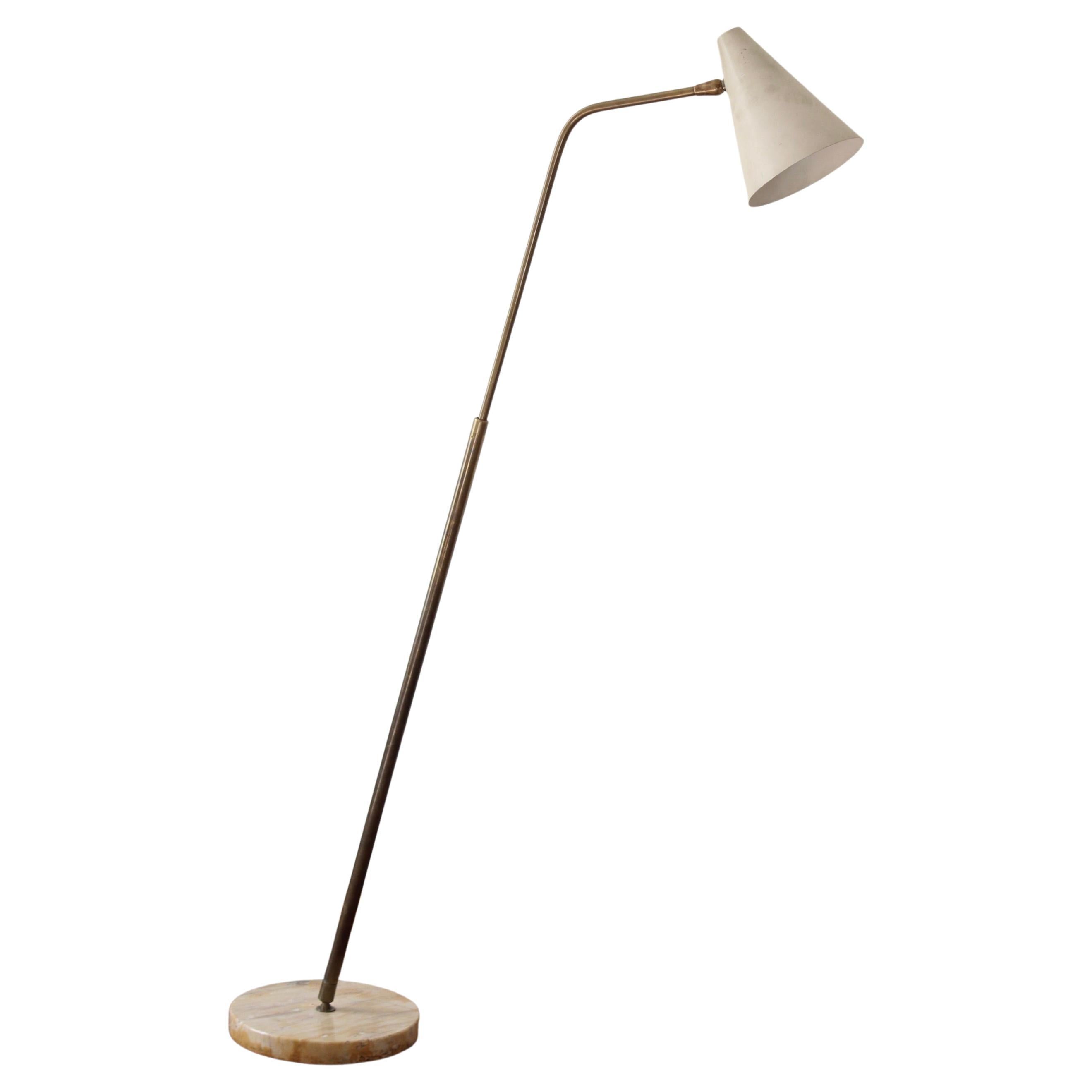 Giuseppe Ostuni, Adjustable Floor Lamp, Brass, Metal, Marble, Italy, 1950s