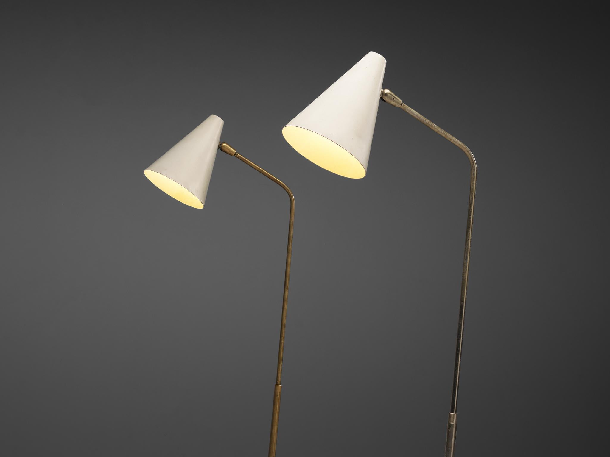 Mid-Century Modern Giuseppe Ostuni Adjustable Floor Lamps in Marble and Metal