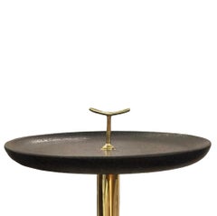 Giuseppe Ostuni Attributed Brass Occasional Table with Lava StoneTop 1960s