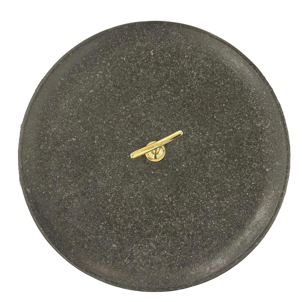 Italian Giuseppe Ostuni Attributed Brass Occasional Table with Lava StoneTop 1960s For Sale