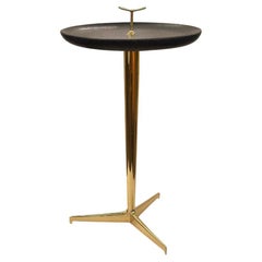 Giuseppe Ostuni Attributed Brass Occasional Table with Lava StoneTop 1960s