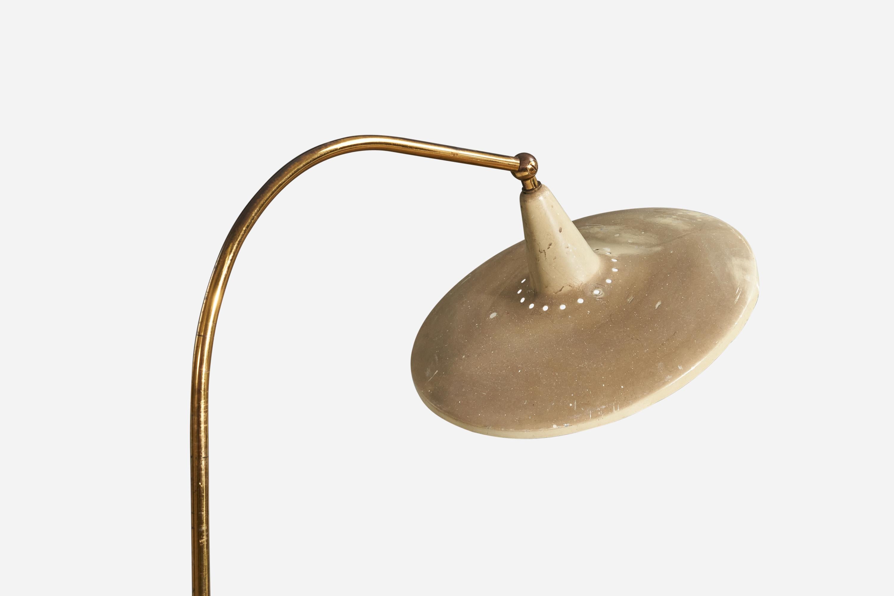 Mid-Century Modern Giuseppe Ostuni 'Attributed', Floor Lamp, Brass, Marble, Steel, Italy, 1950s