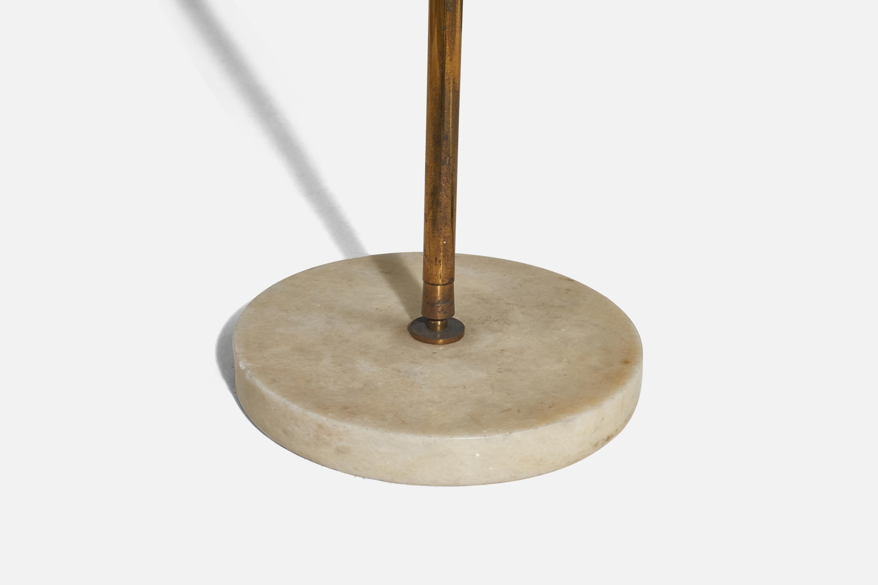 Italian Giuseppe Ostuni 'Attributed', Floor Lamp, Brass, Marble, Steel, Italy, 1950s