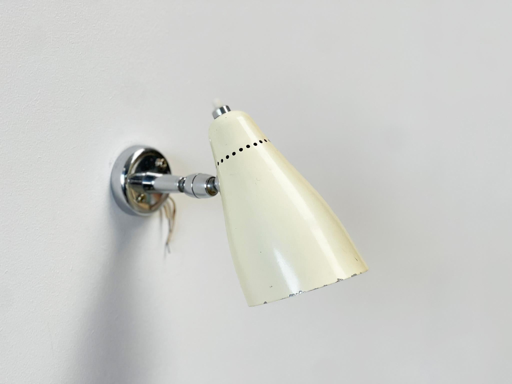 Italian Giuseppe Ostuni chrome white wall lamp For Sale