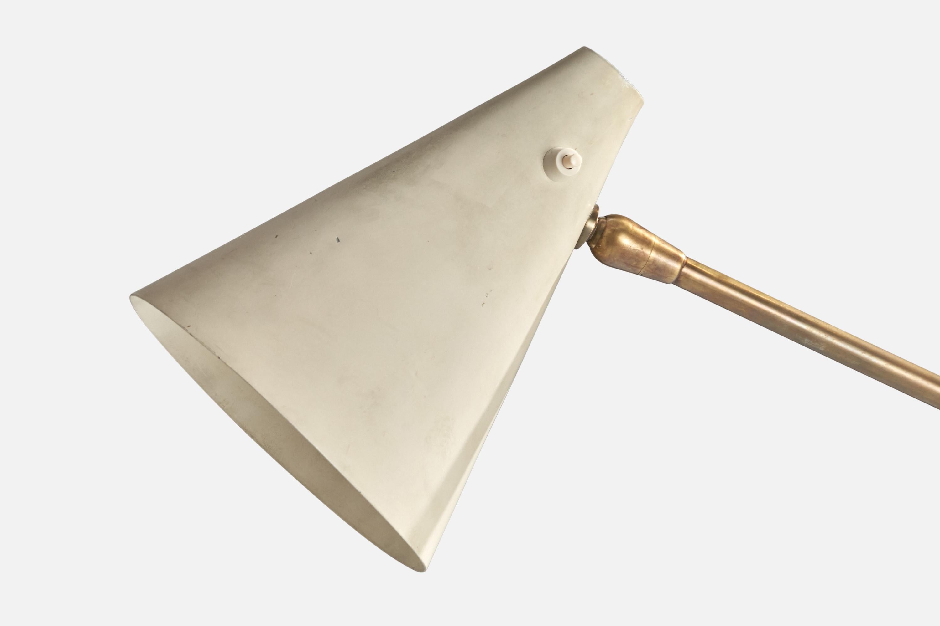Mid-Century Modern Giuseppe Ostuni, Floor Lamp, Brass, Metal, Marble, Italy, 1950s For Sale