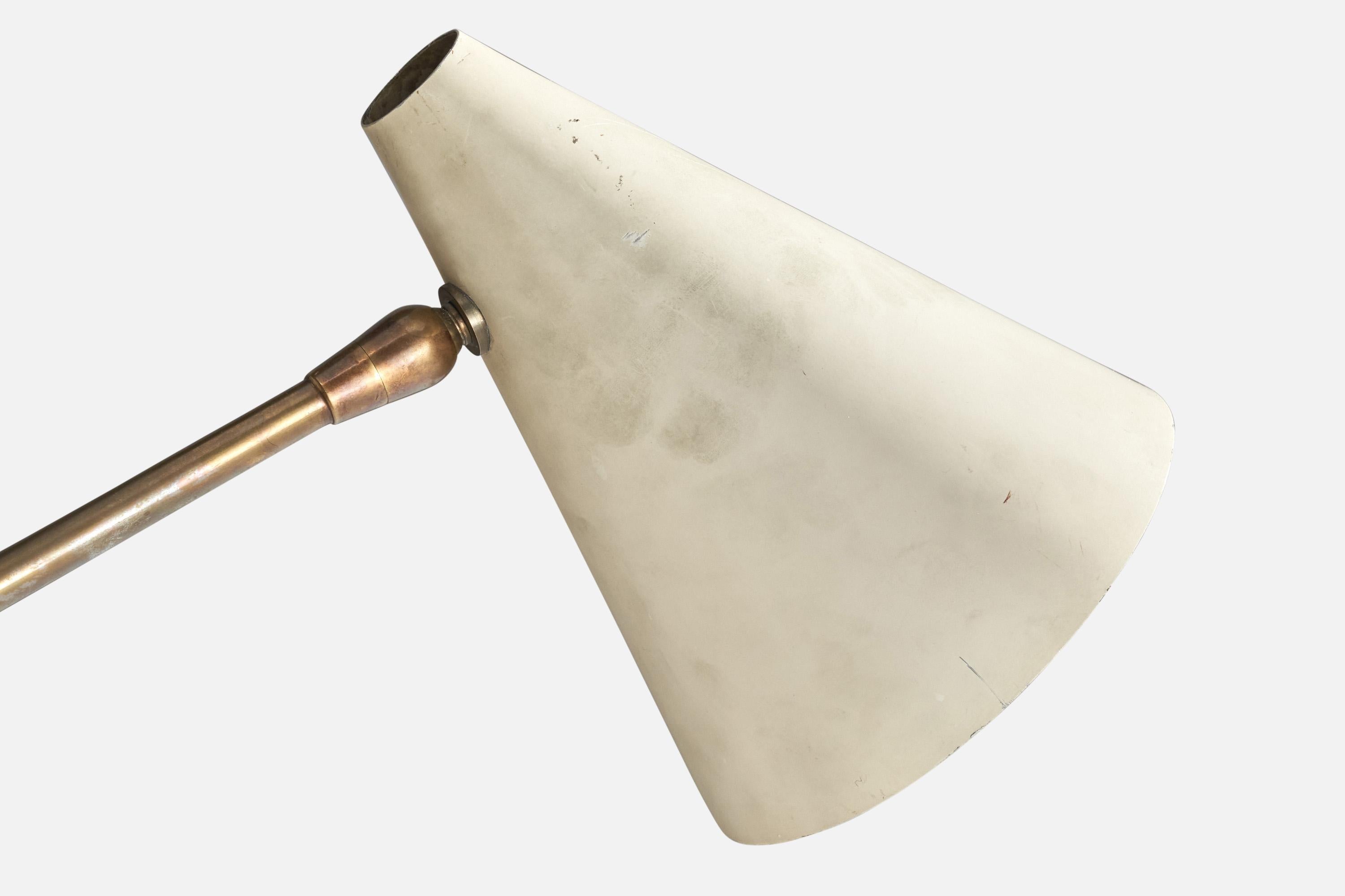Italian Giuseppe Ostuni, Floor Lamp, Brass, Metal, Marble, Italy, 1950s For Sale