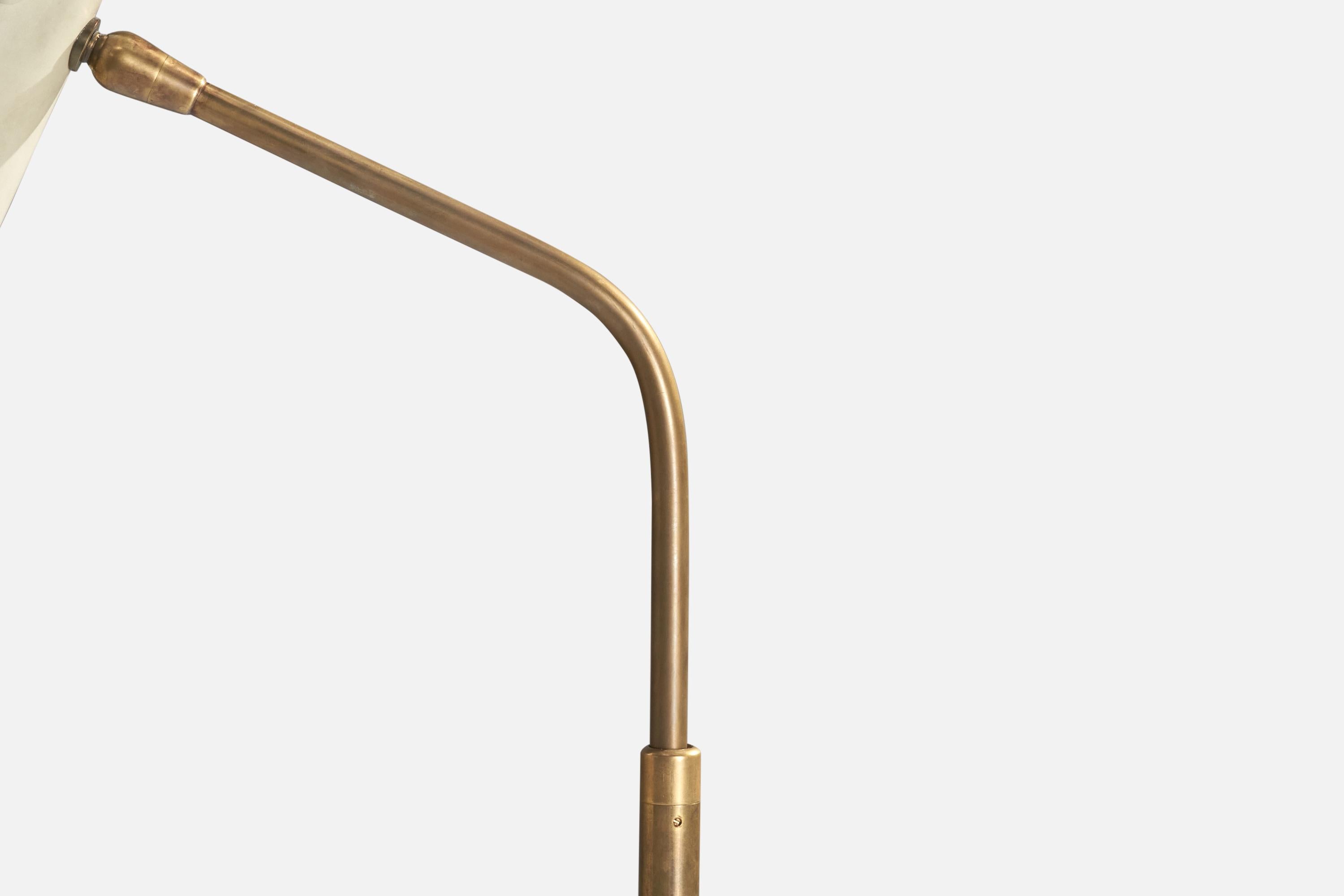 Giuseppe Ostuni, Floor Lamp, Brass, Metal, Marble, Italy, 1950s In Good Condition For Sale In High Point, NC