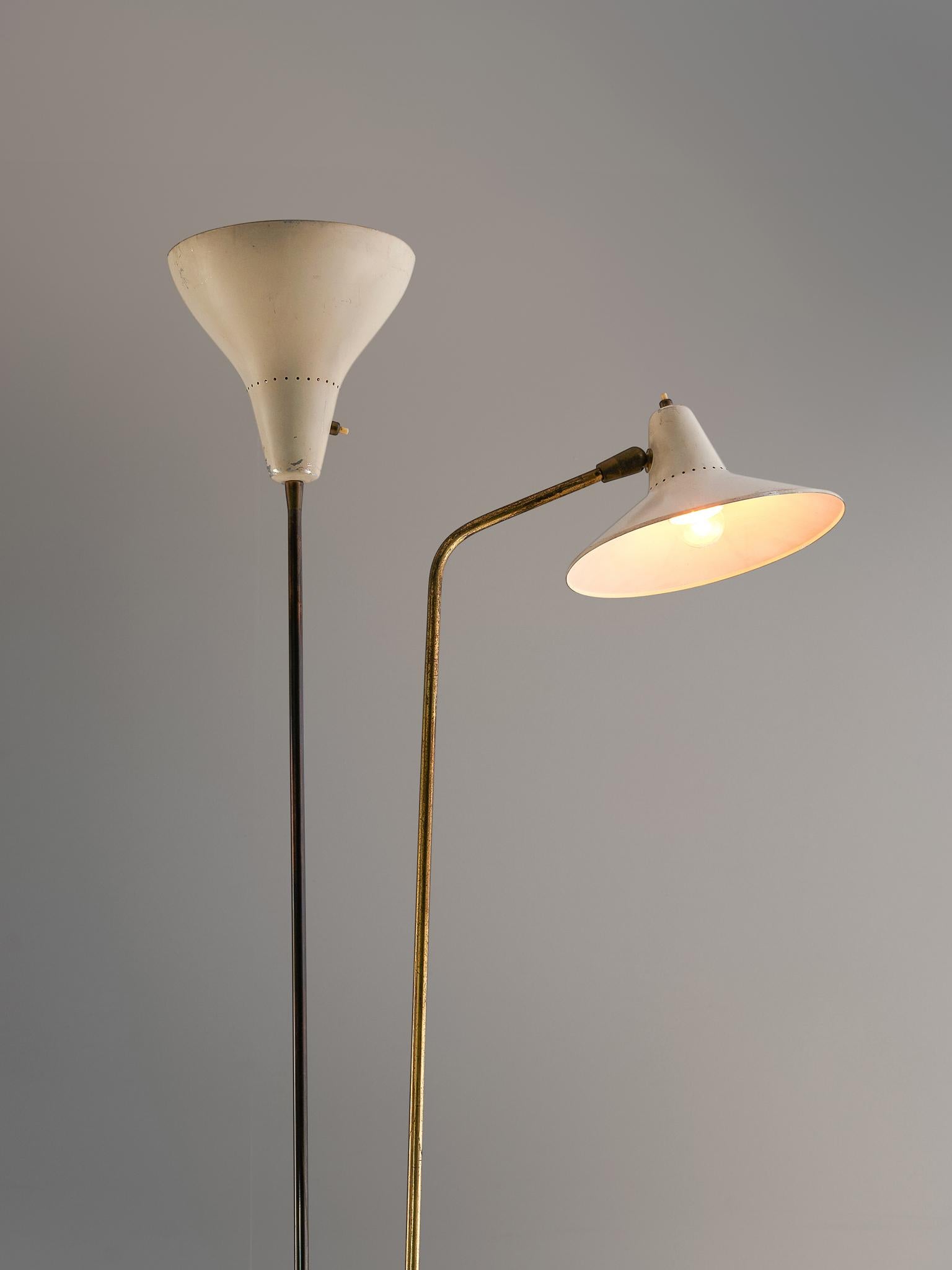 Giuseppe Ostuni Floor Lamp with Three White Shades, 1950s 3