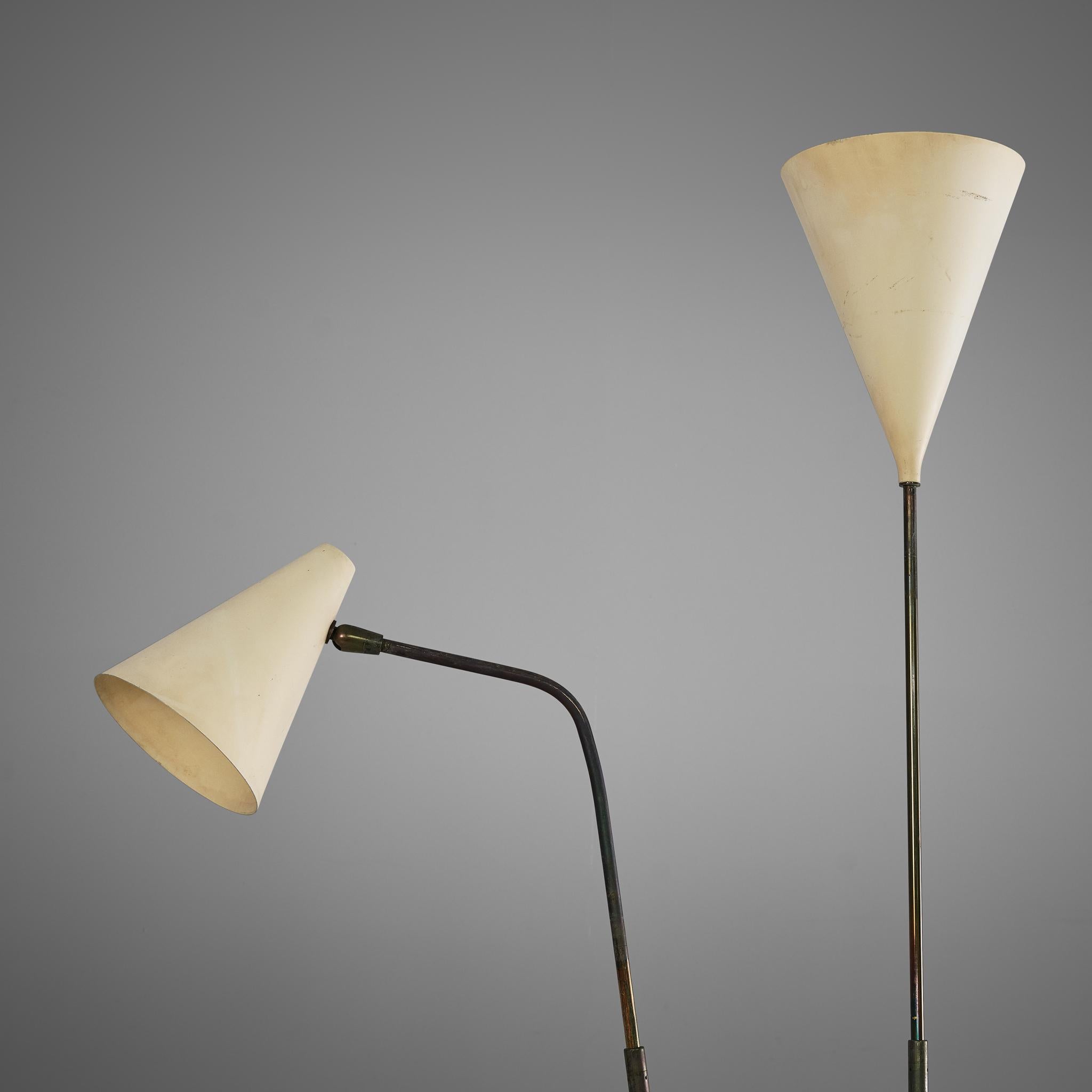 Giuseppe Ostuni Floor Lamp with Two White Shades 3