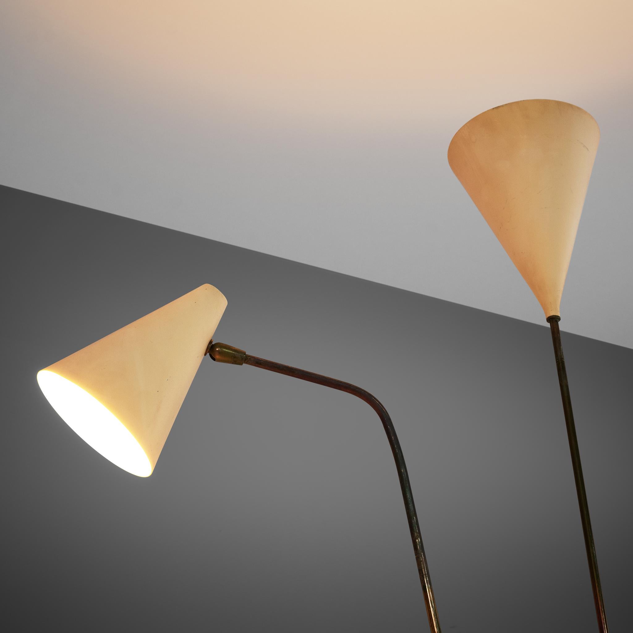 Giuseppe Ostuni Floor Lamp with Two White Shades 2