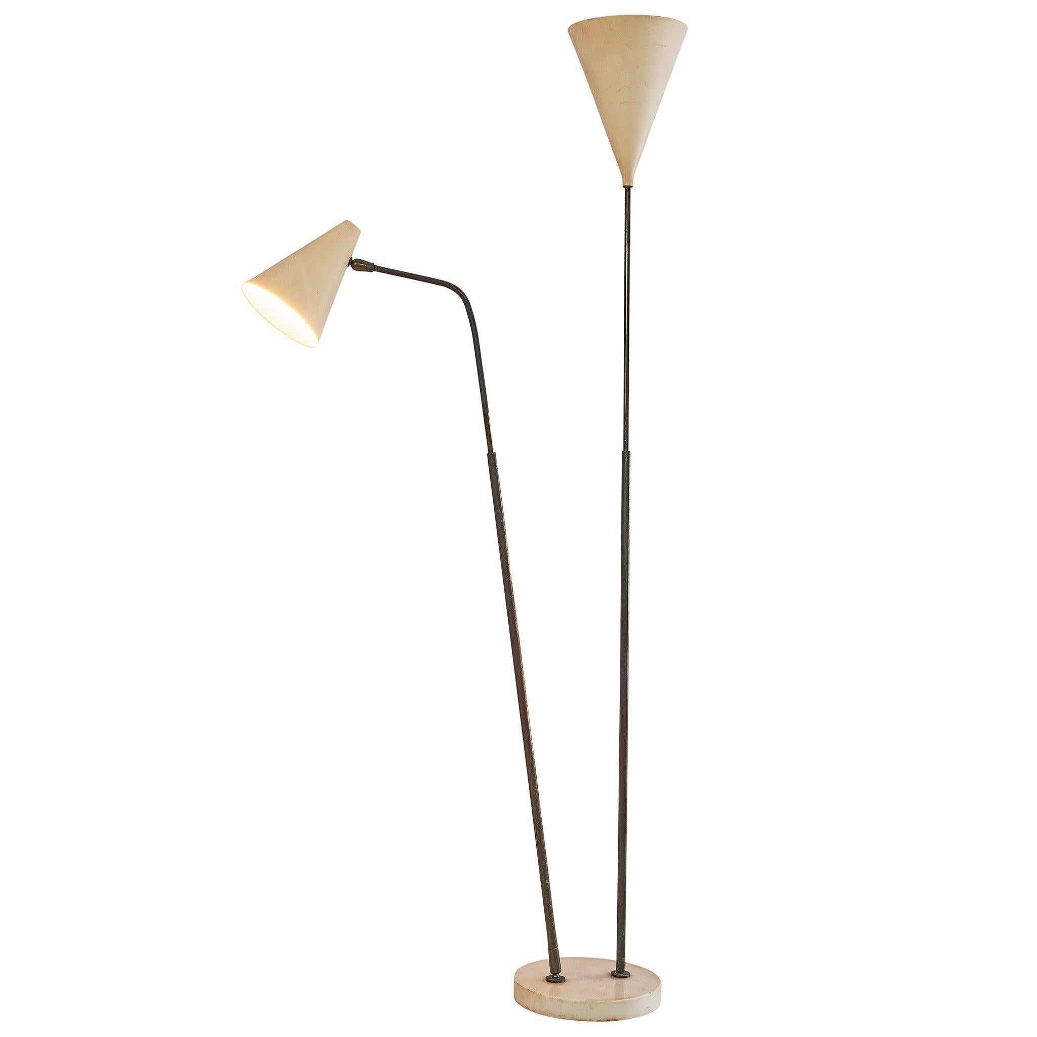 Giuseppe Ostuni Floor Lamp with Two White Shades